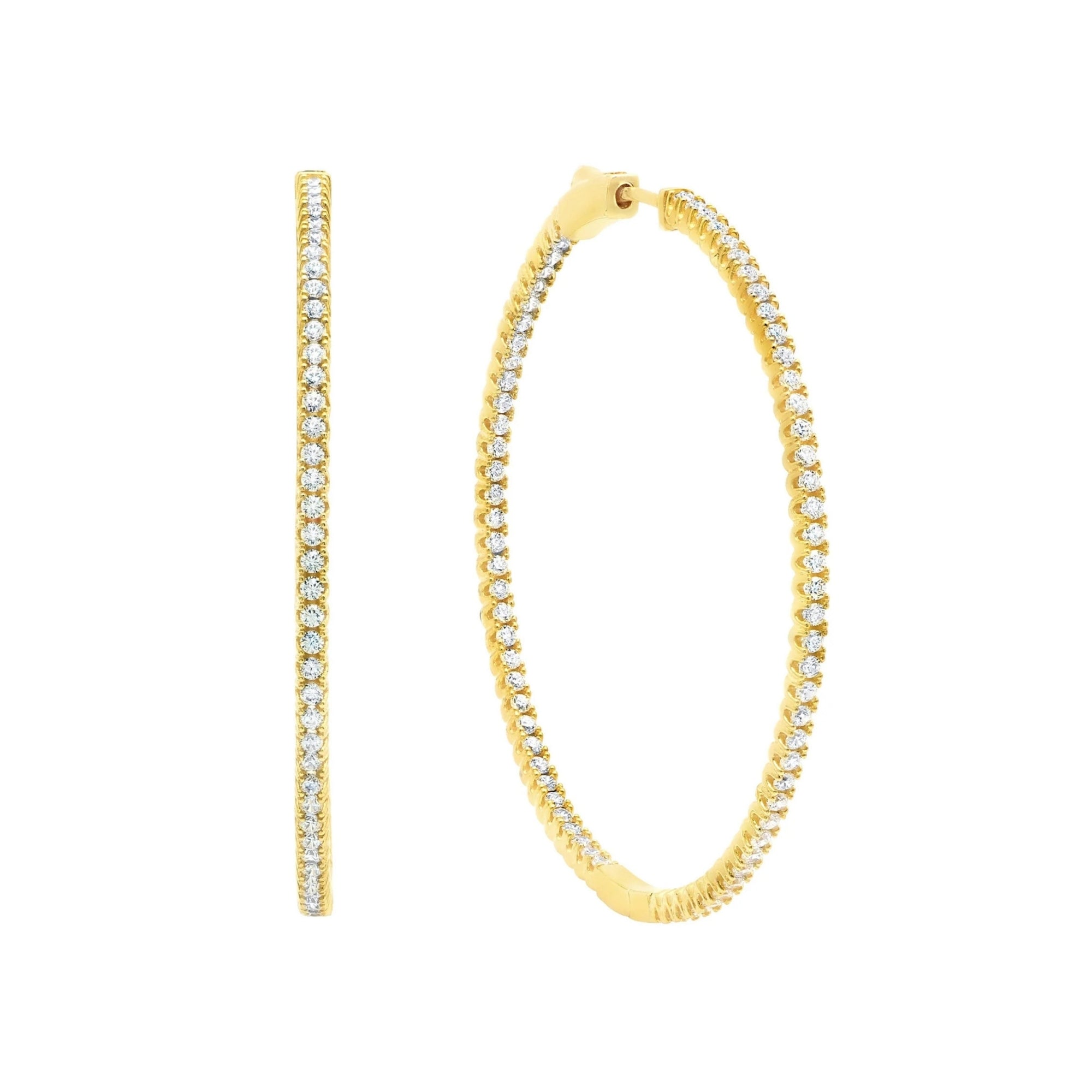Large Pave Hoop Earrings Finished in Gold - CRISLU
