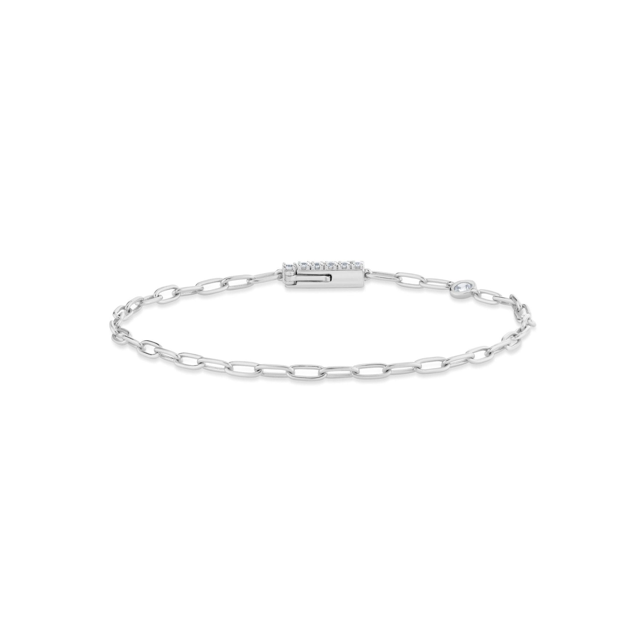 Layer Up Paperclip Chain Bracelet Finished in Platinum - CRISLU
