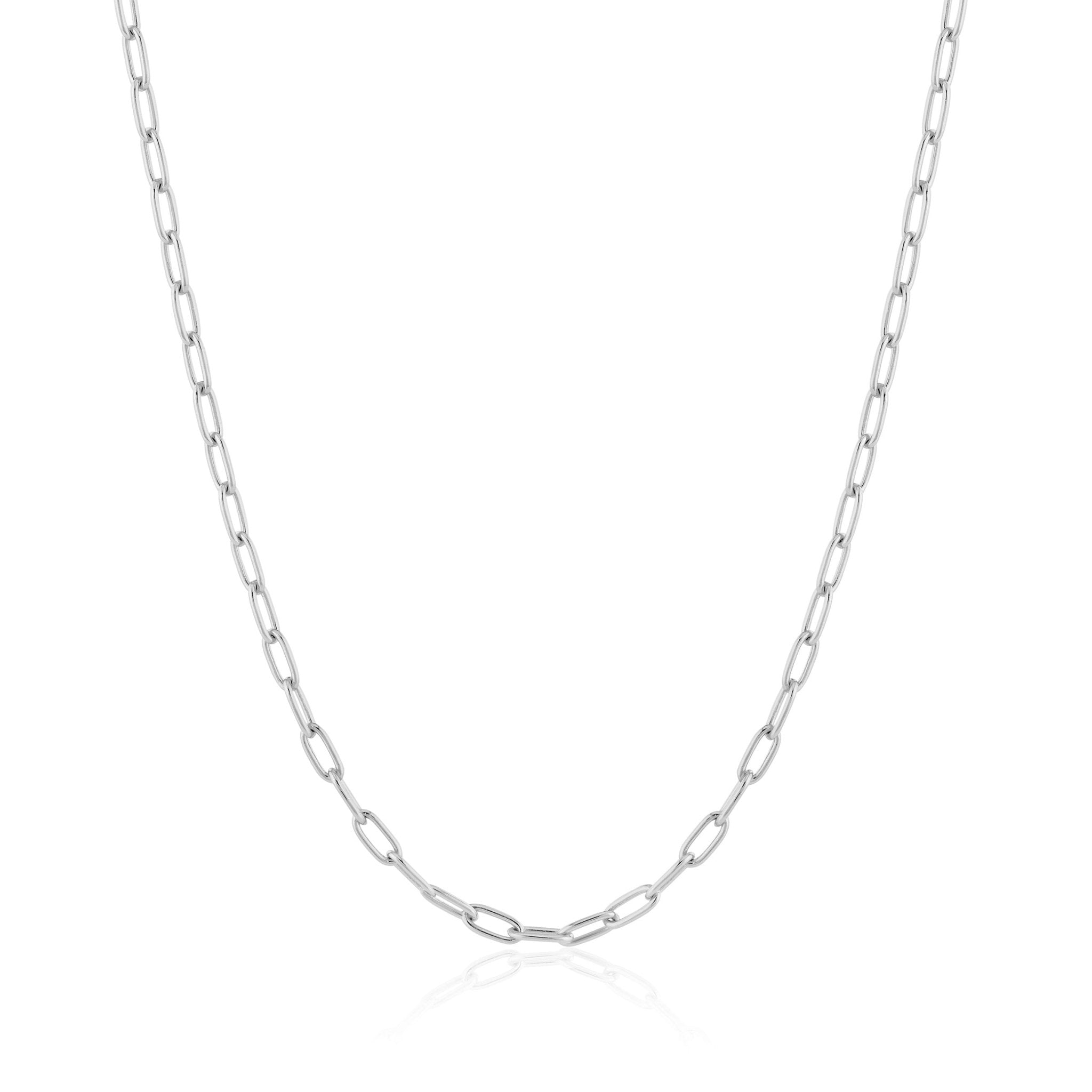 Layer Up Paperclip Chain Necklace Finished in Platinum - CRISLU