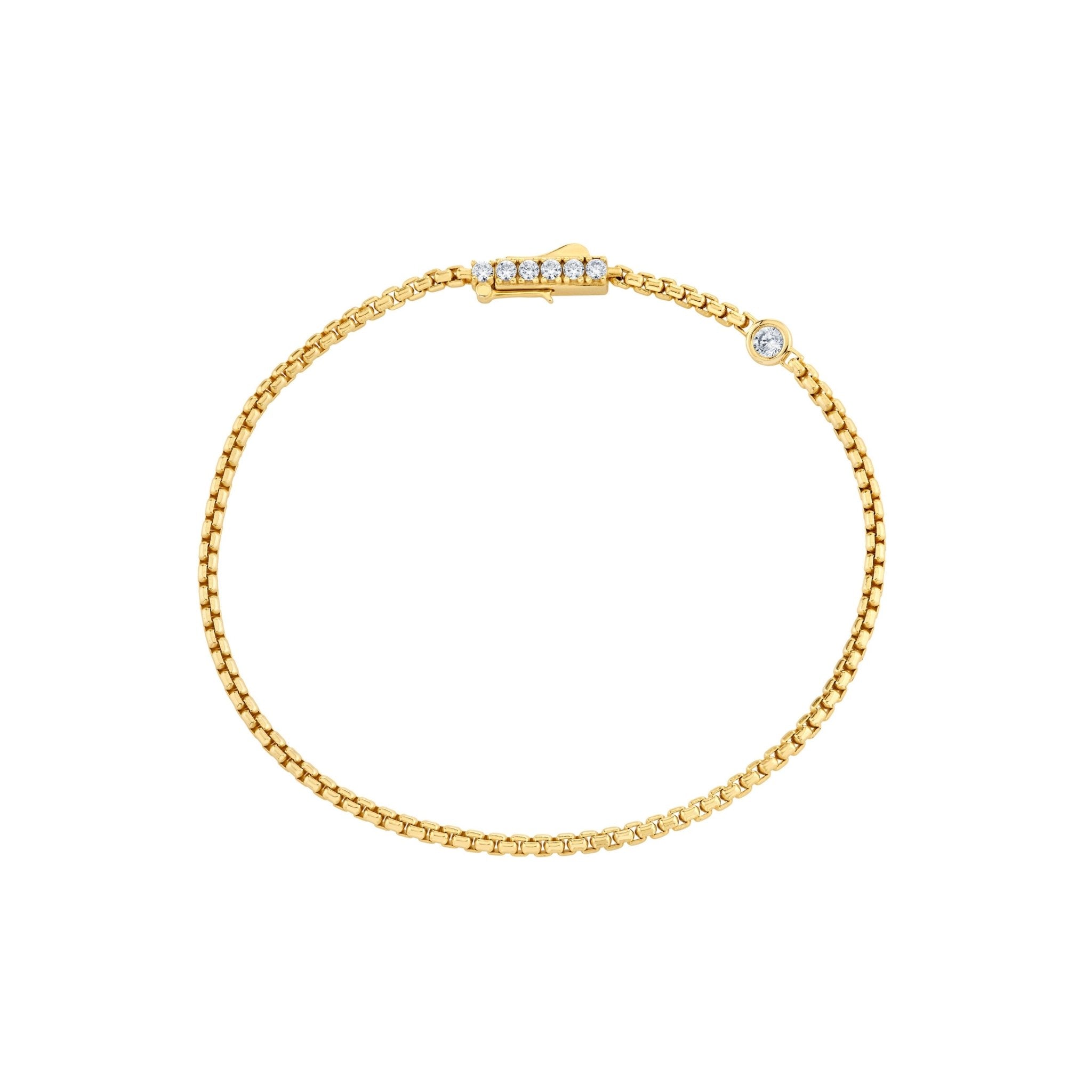 Layer Up Rounded Box Chain Bracelet Finished in Gold - CRISLU