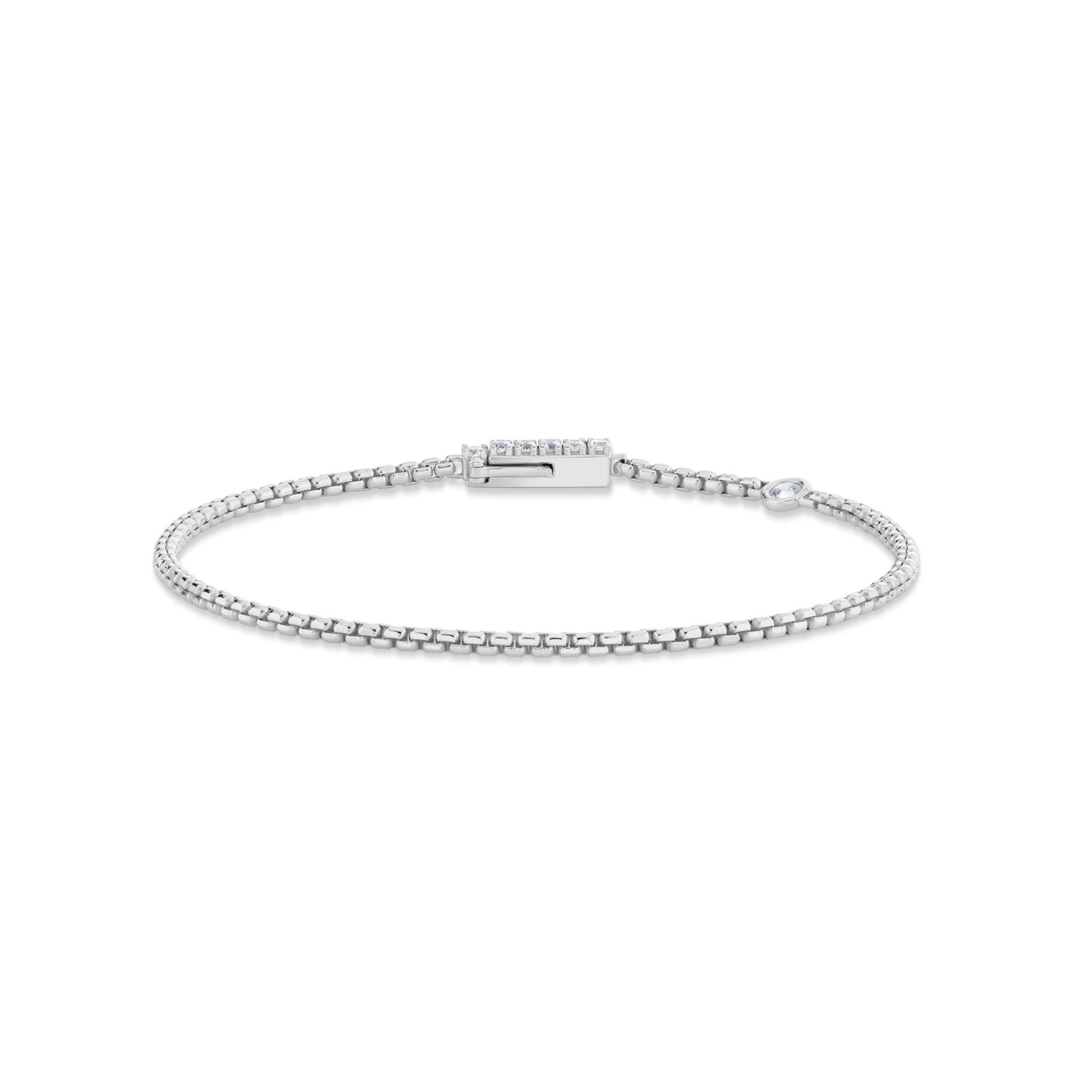 Layer Up Rounded Box Chain Bracelet Finished in Platinum - CRISLU