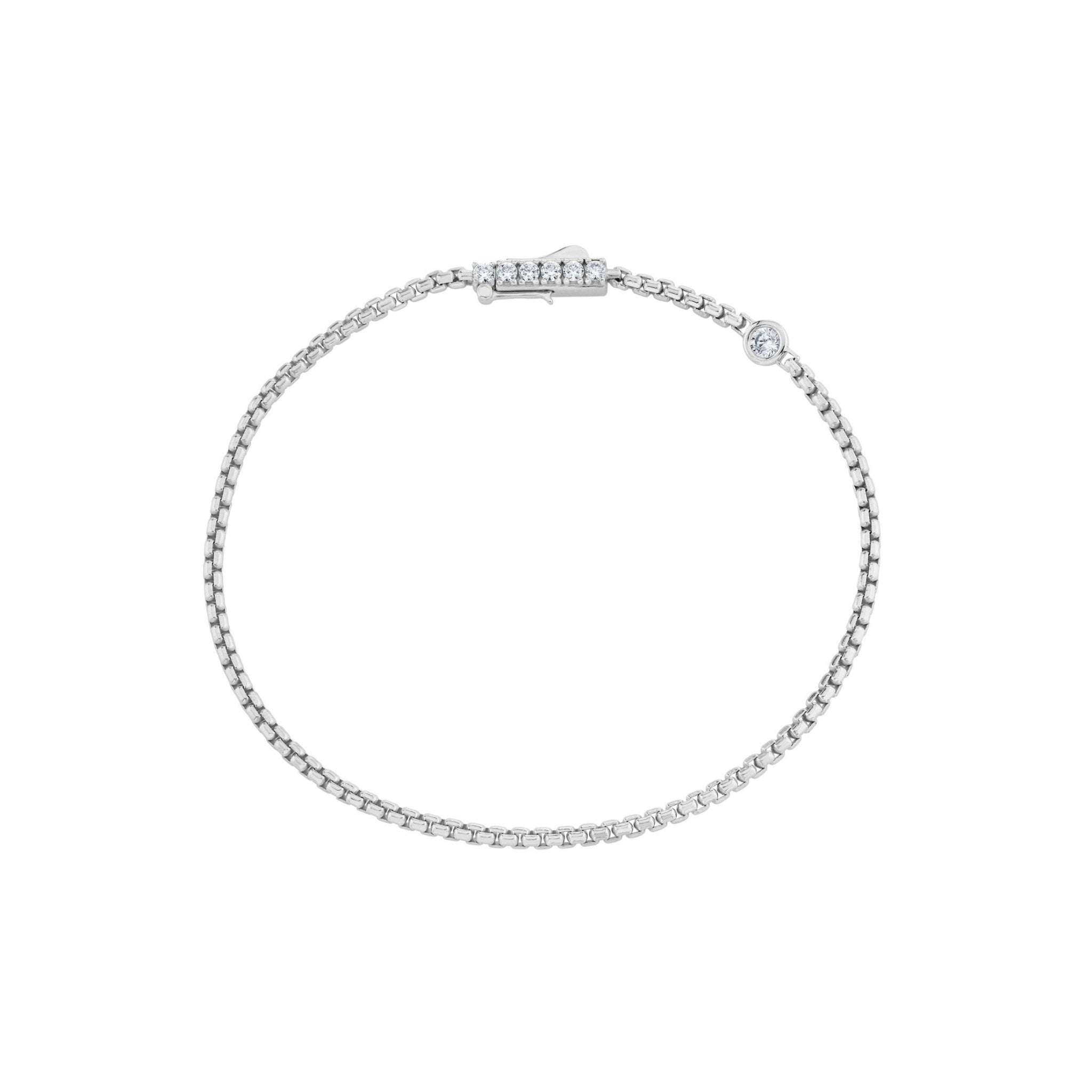 Layer Up Rounded Box Chain Bracelet Finished in Platinum - CRISLU