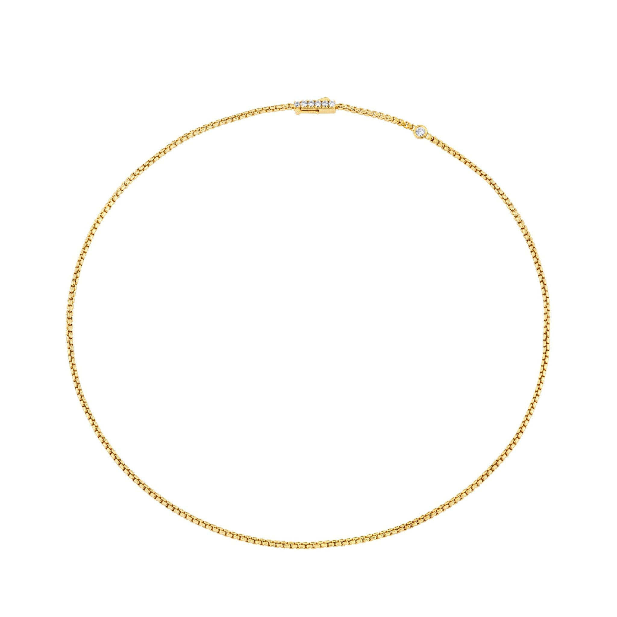 Layer Up Rounded Box Chain Necklace Finished in Gold - CRISLU