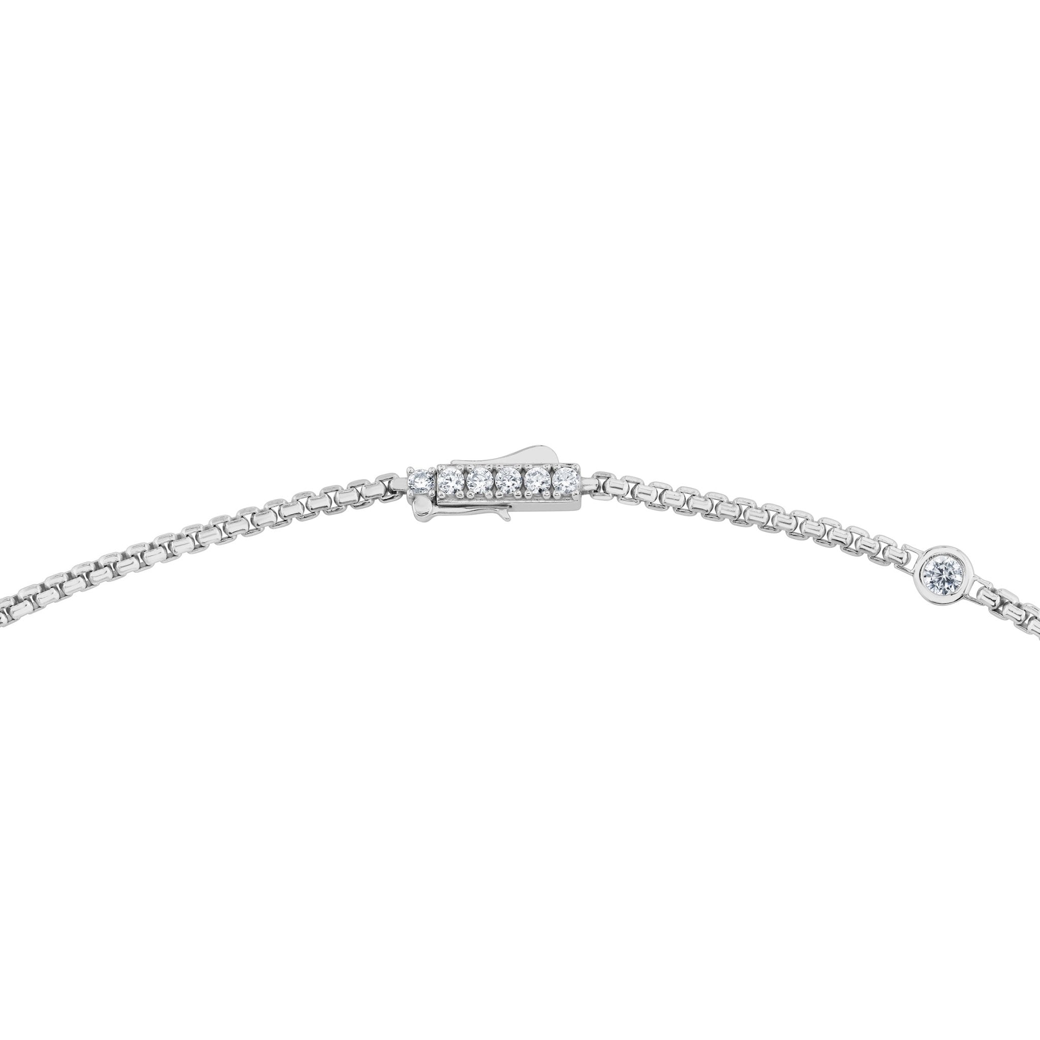 Layer Up Rounded Box Chain Necklace Finished in Platinum - CRISLU