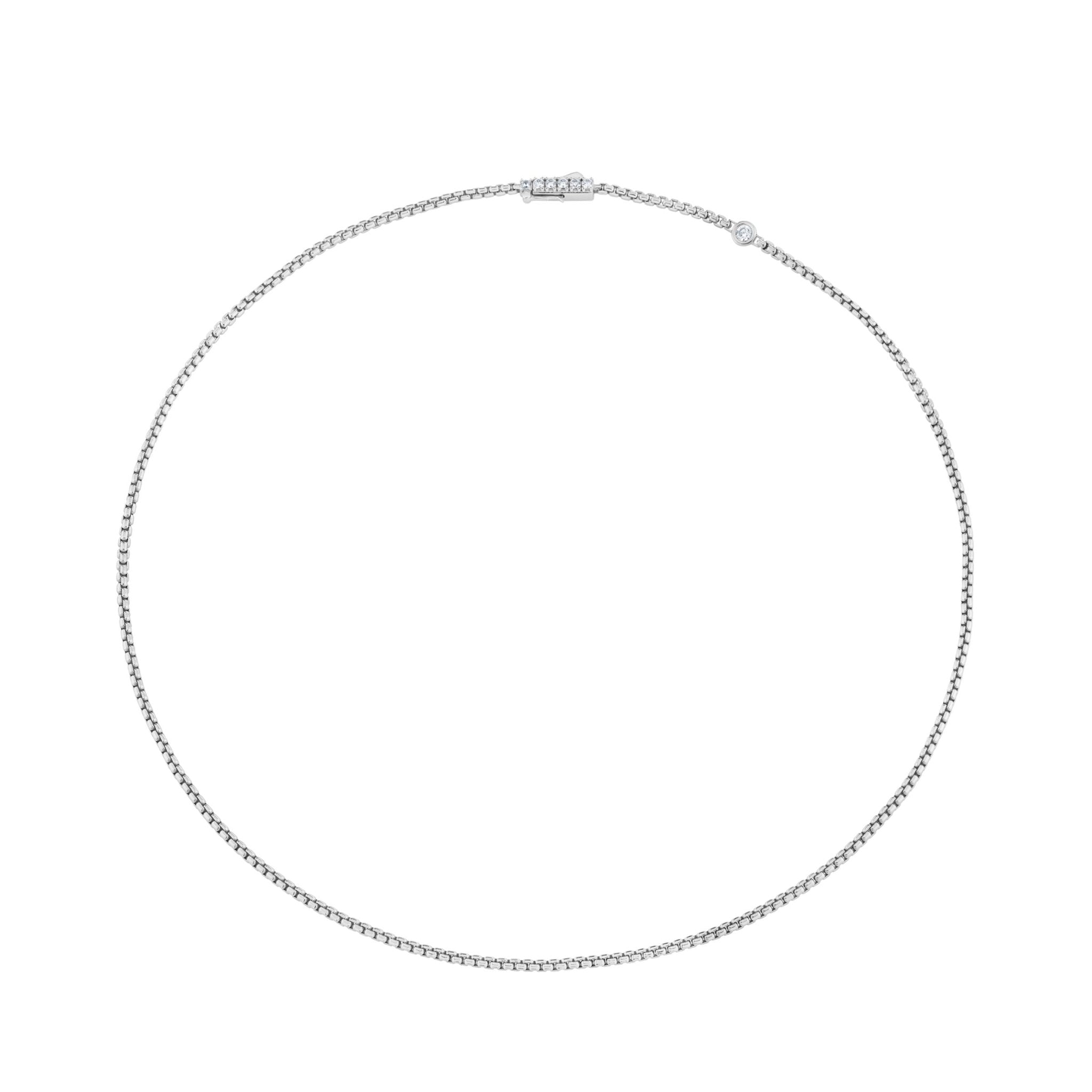 Layer Up Rounded Box Chain Necklace Finished in Platinum - CRISLU