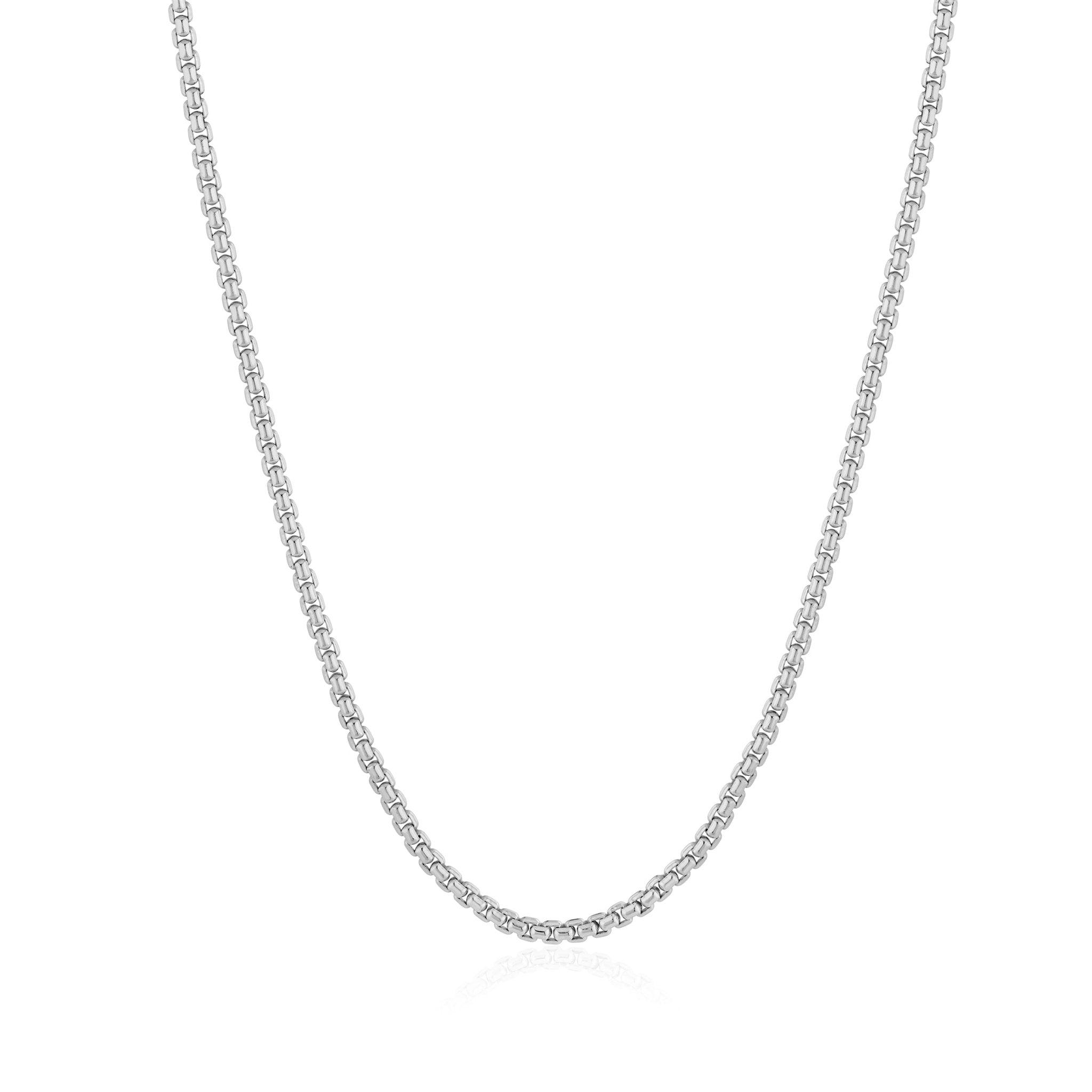 Layer Up Rounded Box Chain Necklace Finished in Platinum - CRISLU