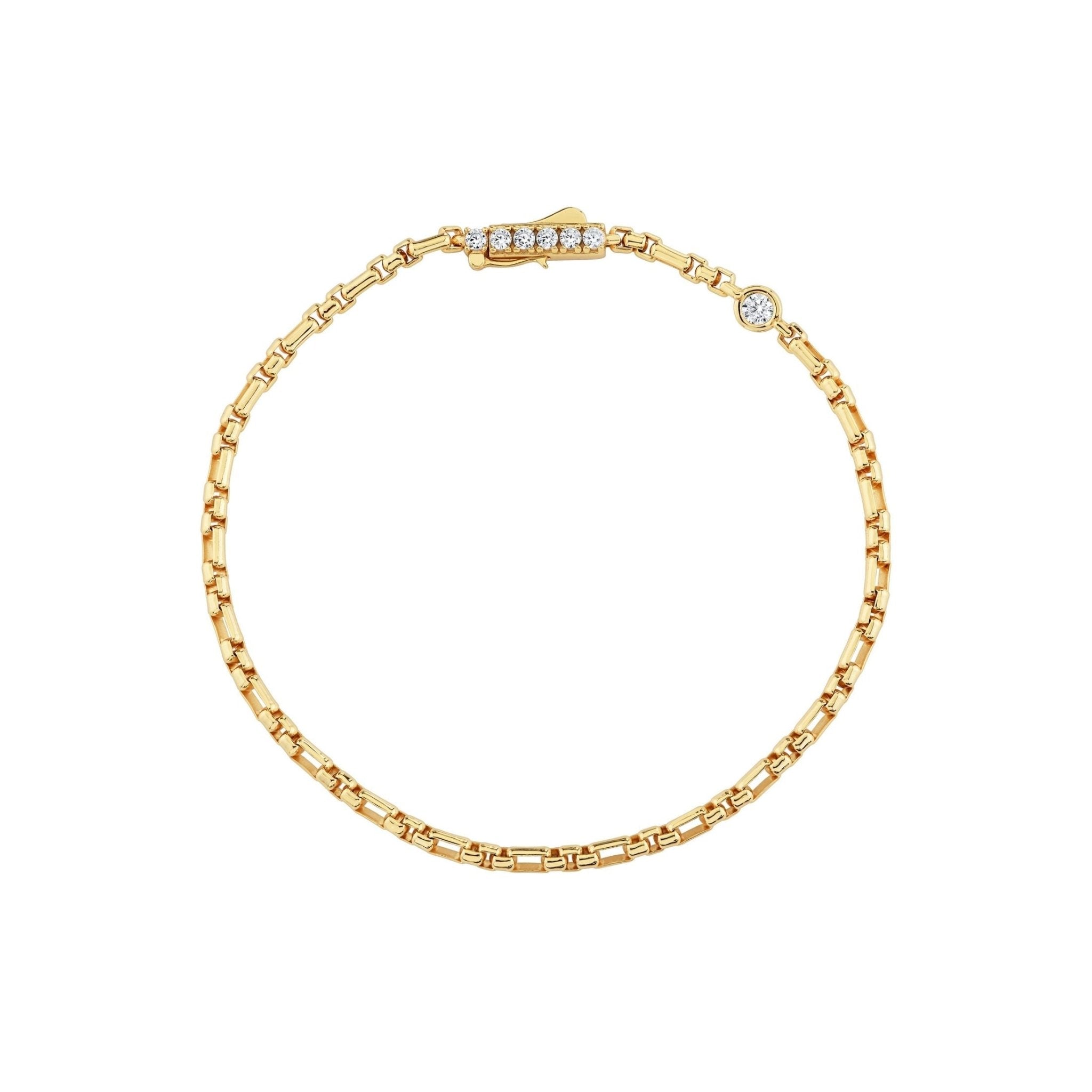 Layer Up Station Box Chain Bracelet Finished in Gold - CRISLU
