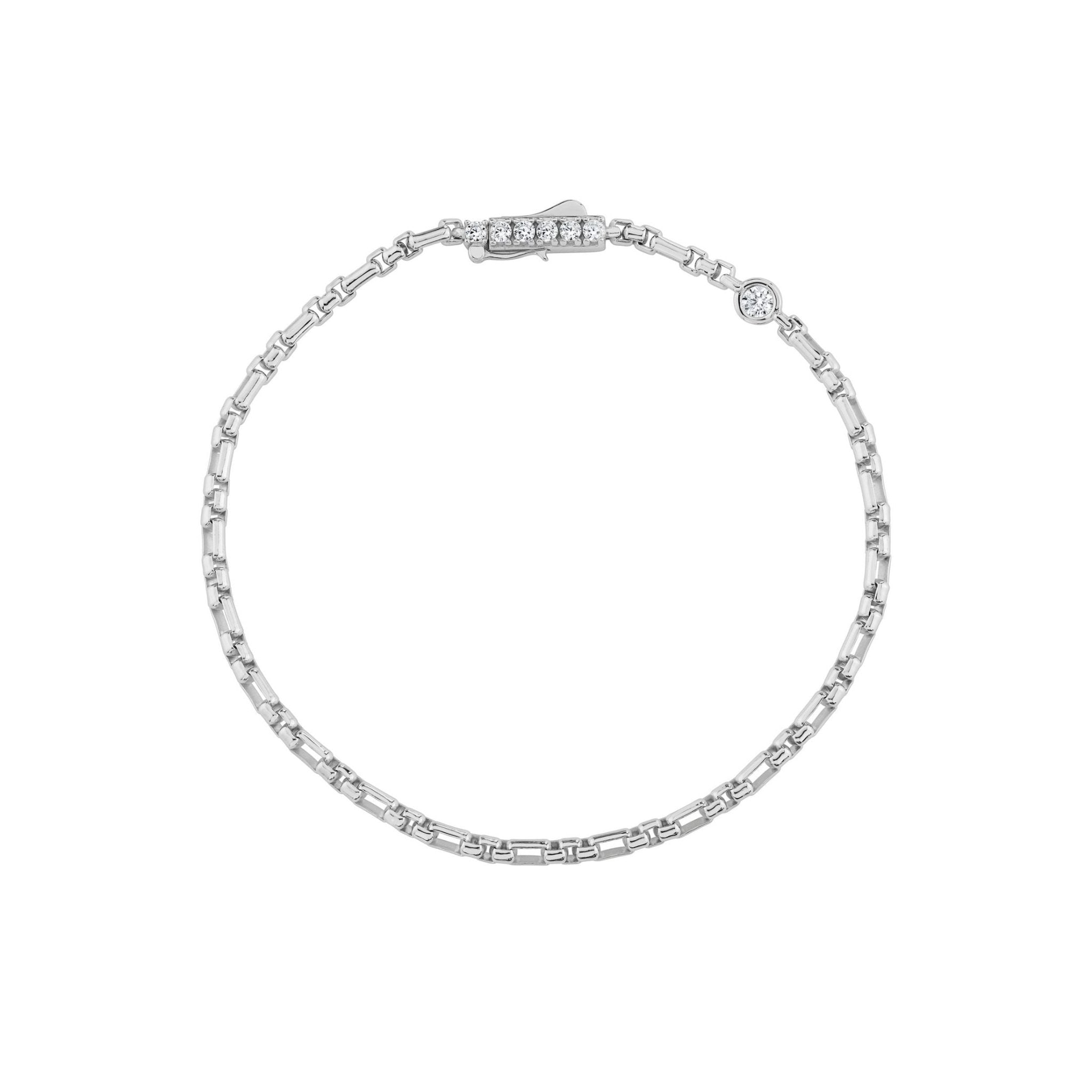 Layer Up Station Box Chain Bracelet Finished in Platinum - CRISLU