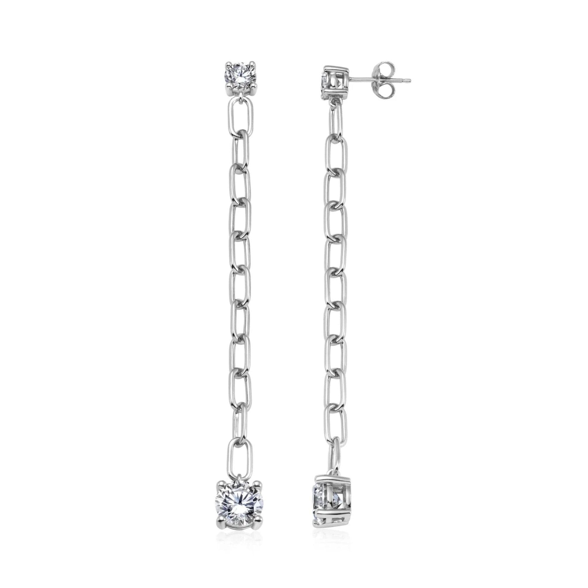 Link Drop Earrings Finished in Platinum - CRISLU