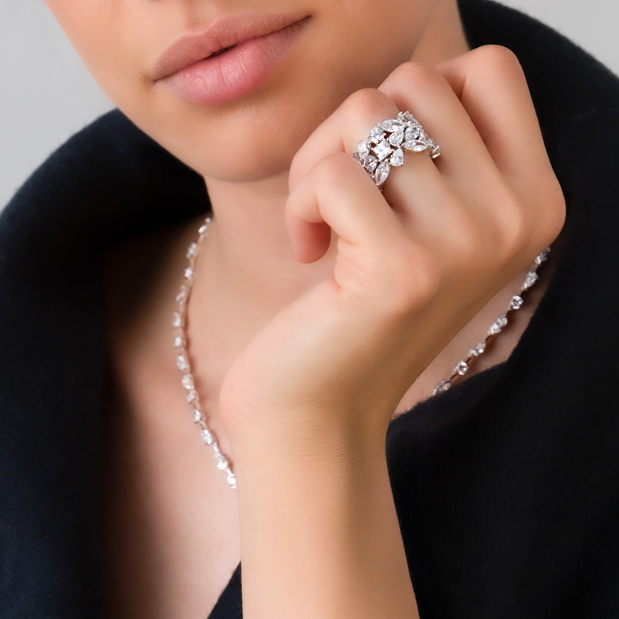 Multi Cluster Eternity Ring Finished in Platinum - CRISLU