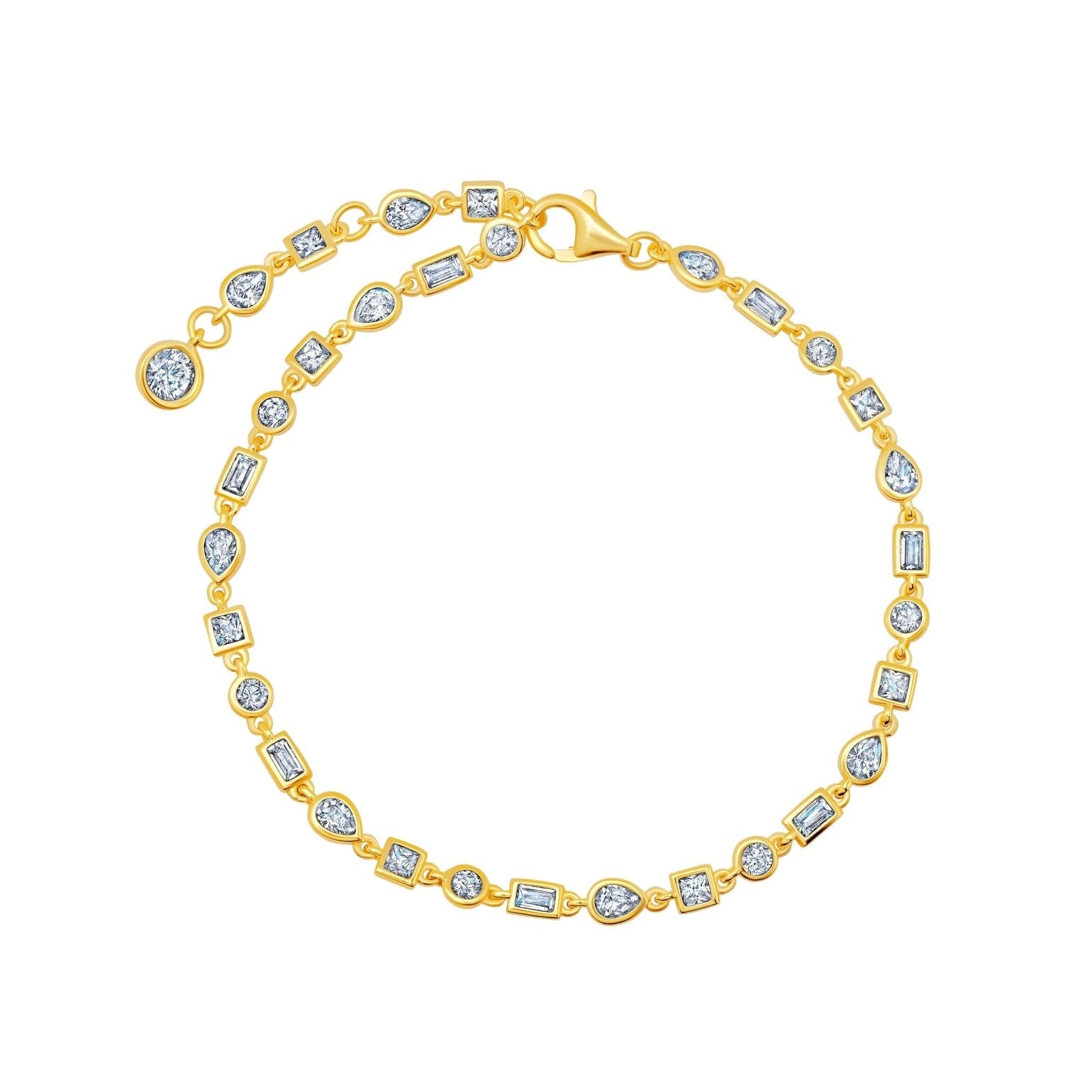 Multi Shaped Bezel Bracelet in Gold - CRISLU