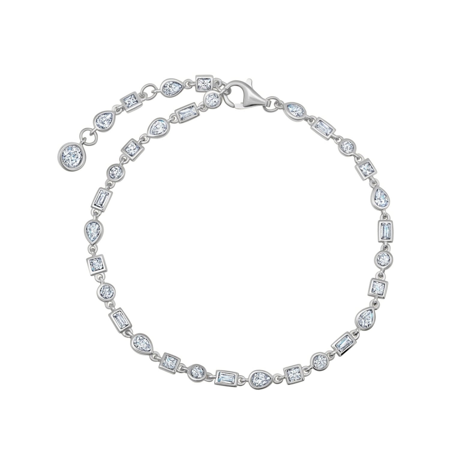 Multi Shaped Bezel Bracelet in Platinum - CRISLU