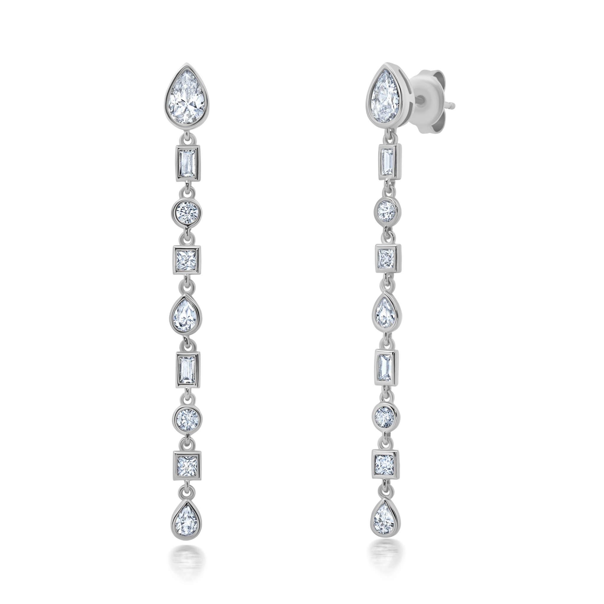 Multi Shaped Bezel Earrings Finished in Platinum - CRISLU
