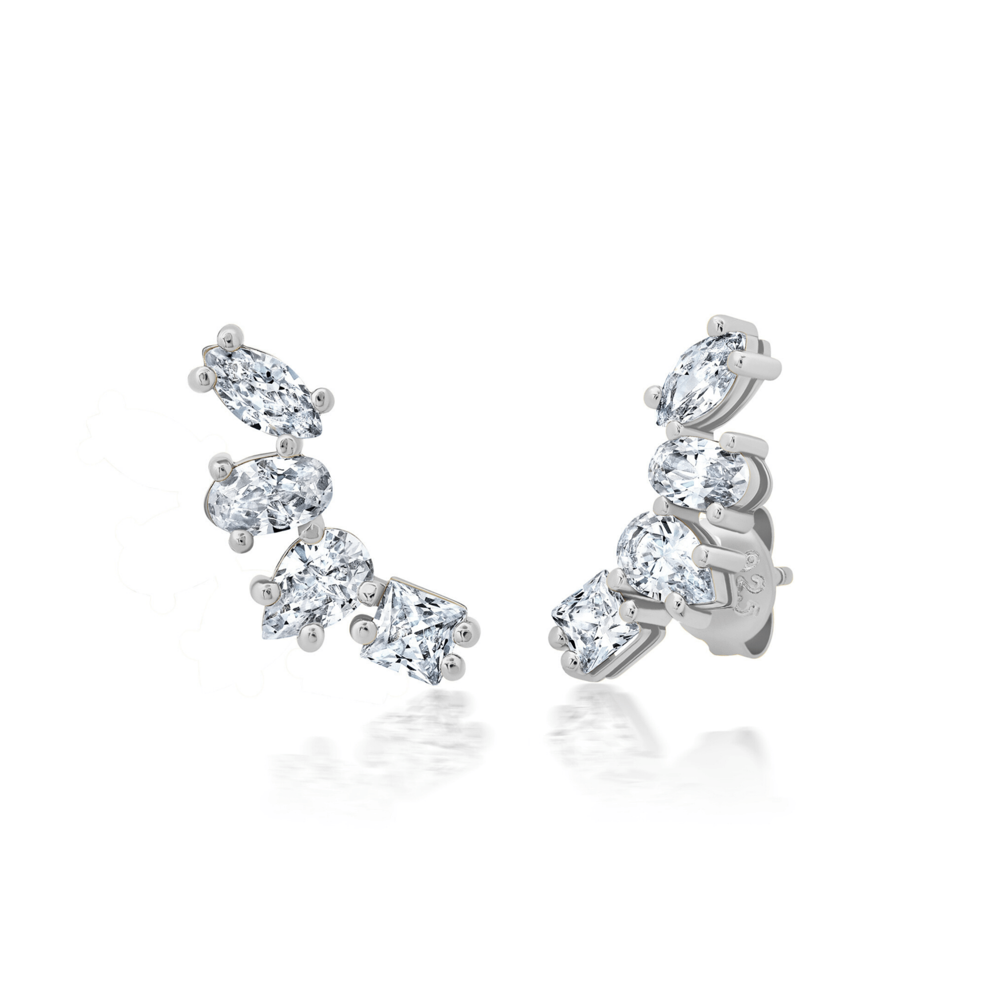 Multi Shaped Climber Earrings Finished in Platinum - CRISLU