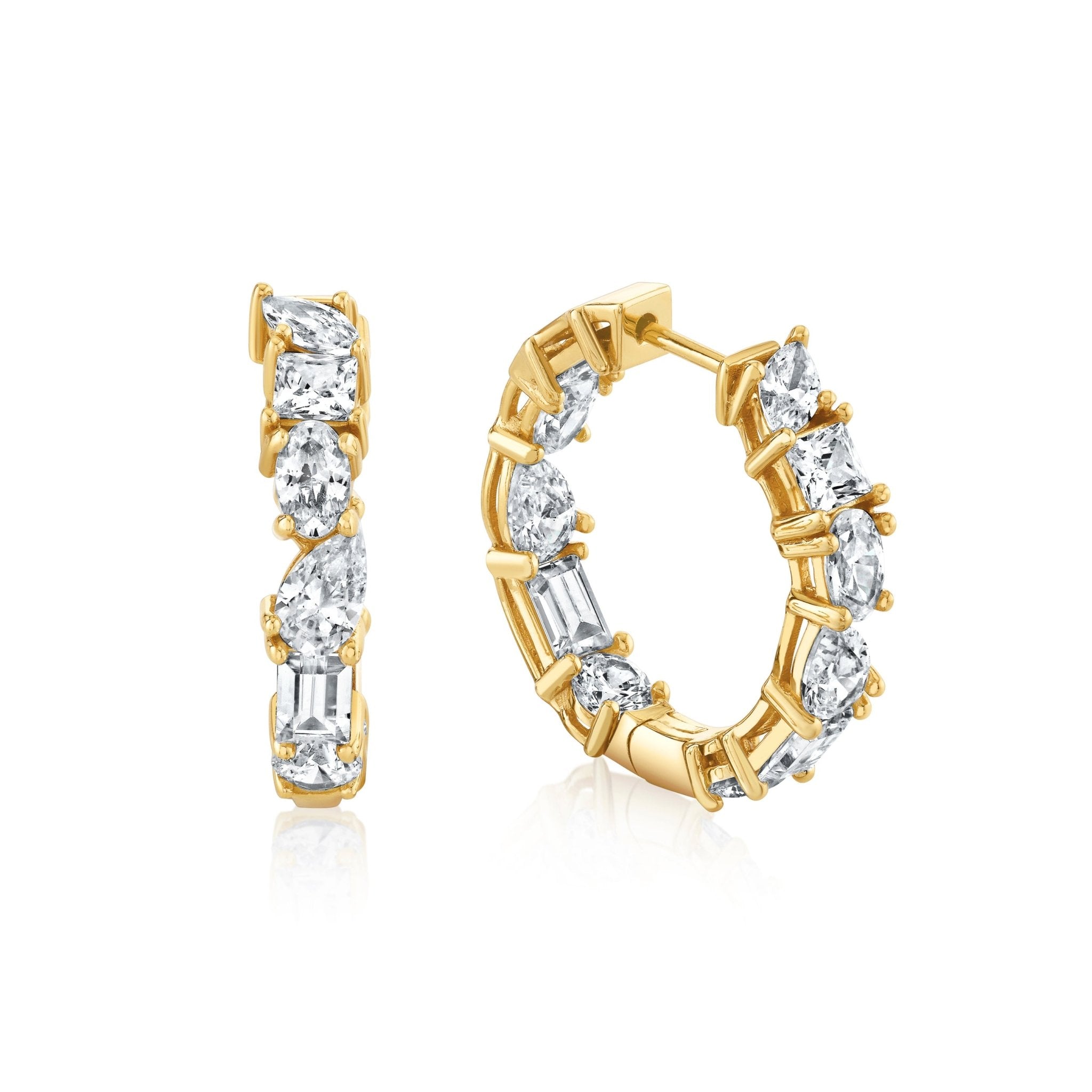 Multi Shaped Hoop Earrings Finished in Gold - CRISLU