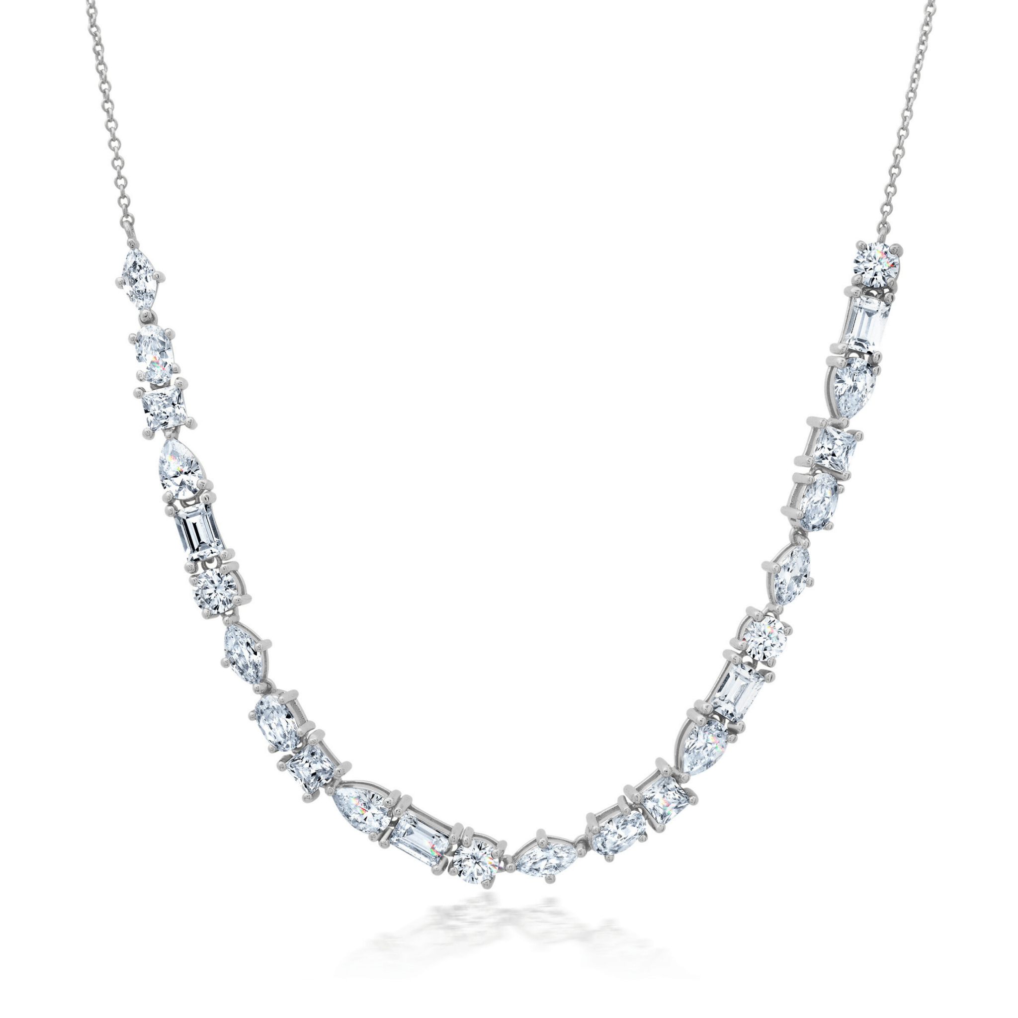 Multi Shaped Necklace Finished in Platinum - CRISLU