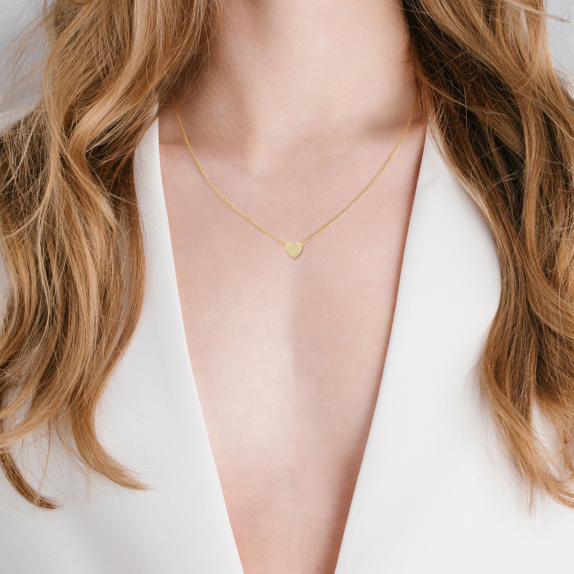Multicut Pave Heart Necklace Finished in Gold - CRISLU