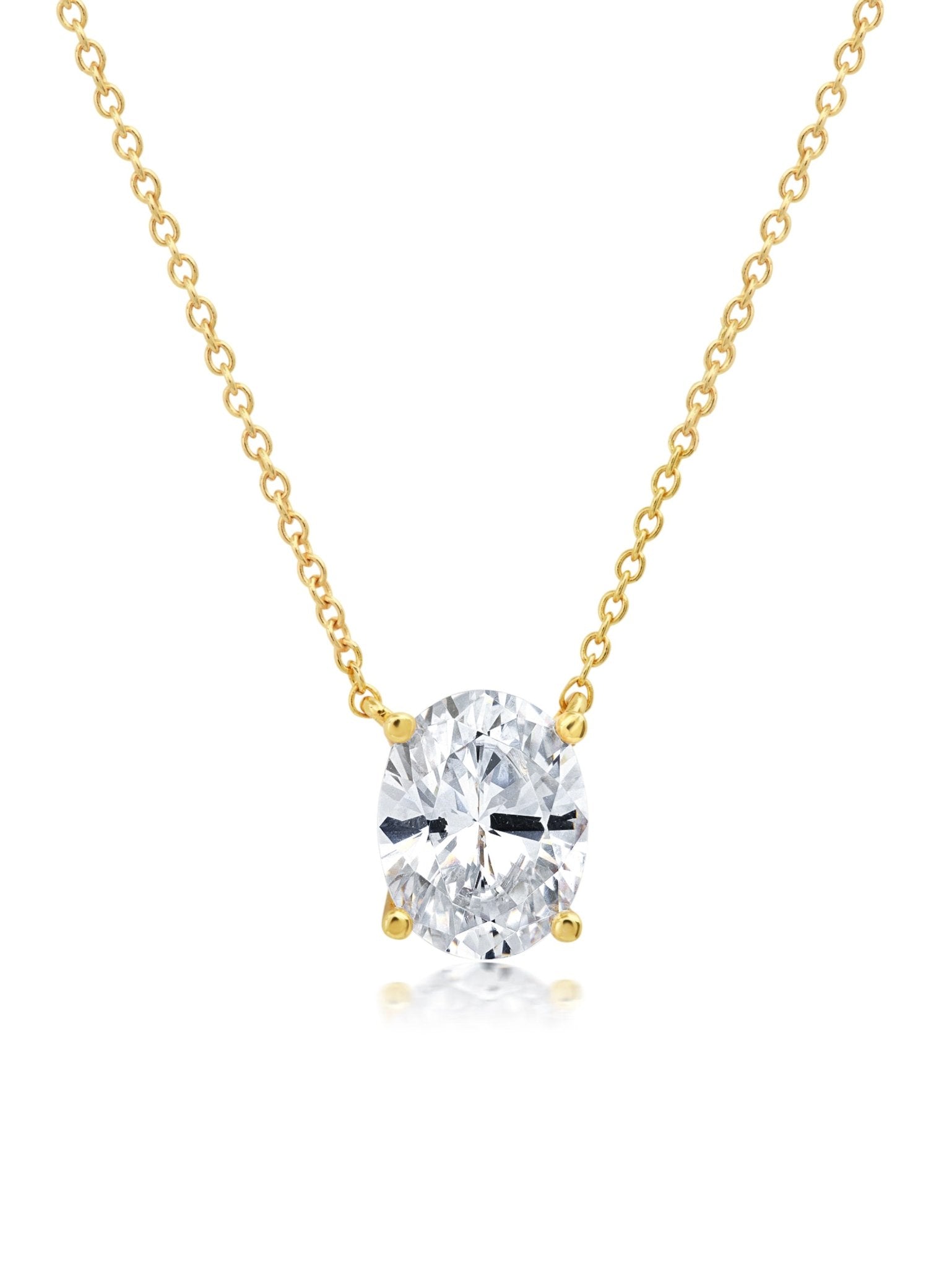 Oval Cut Solitaire 16'' Necklace - CRISLU