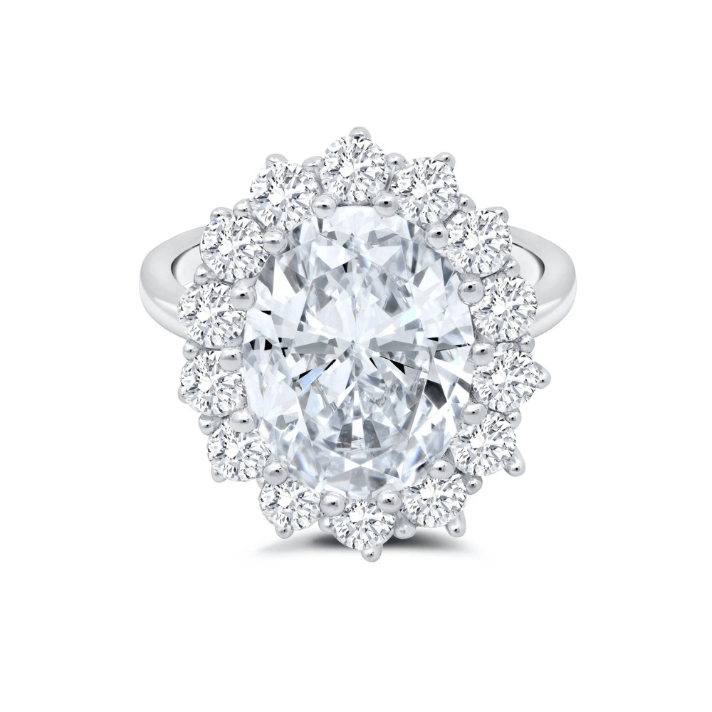 Oval Halo Cocktail Ring Finished in Pure Platinum | Sale - CRISLU