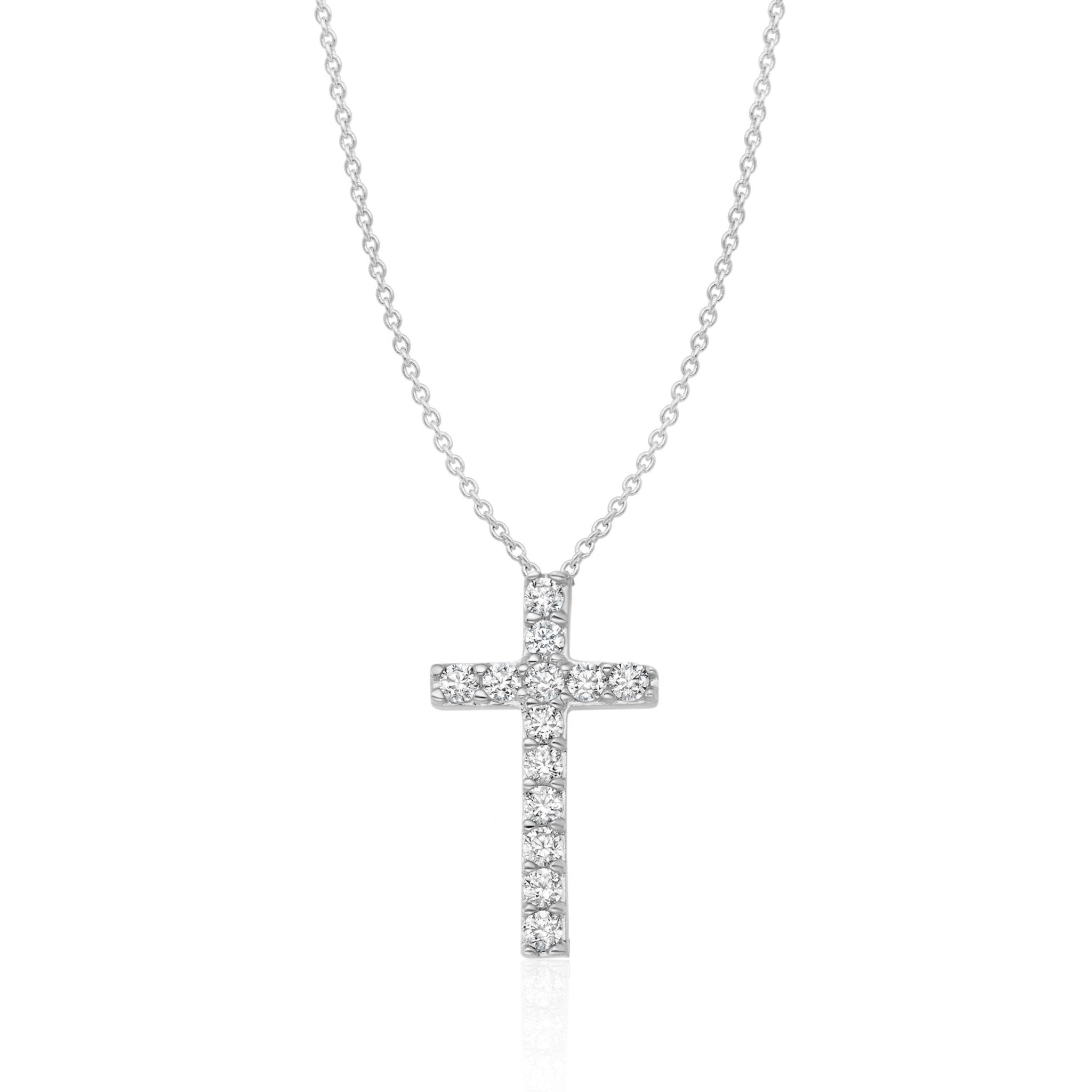 Pave Cross Necklace Finished in Platinum - CRISLU