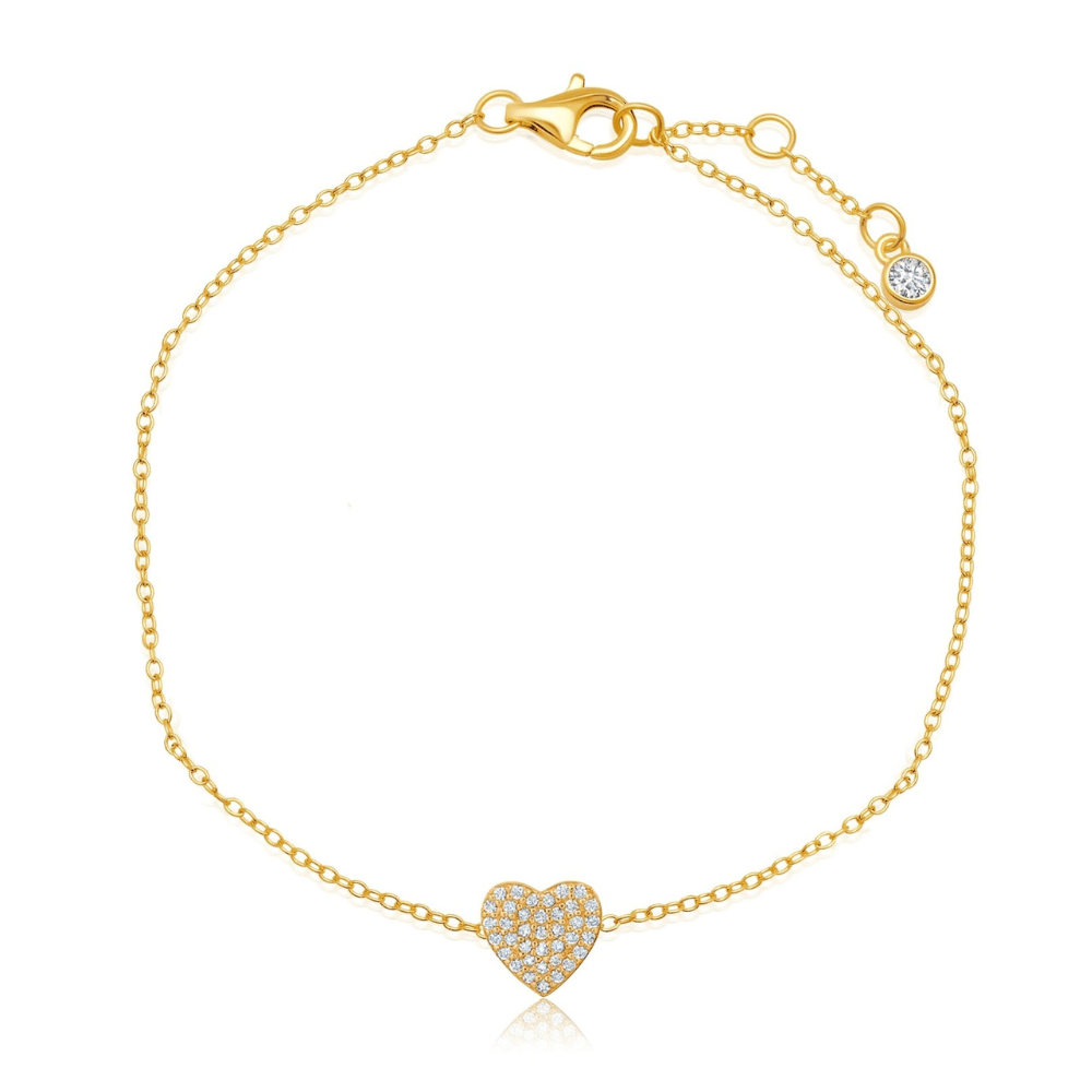 Pave Heart Bracelet Finished in Gold - CRISLU