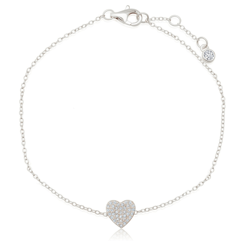 Pave Heart Bracelet Finished in Platinum - CRISLU