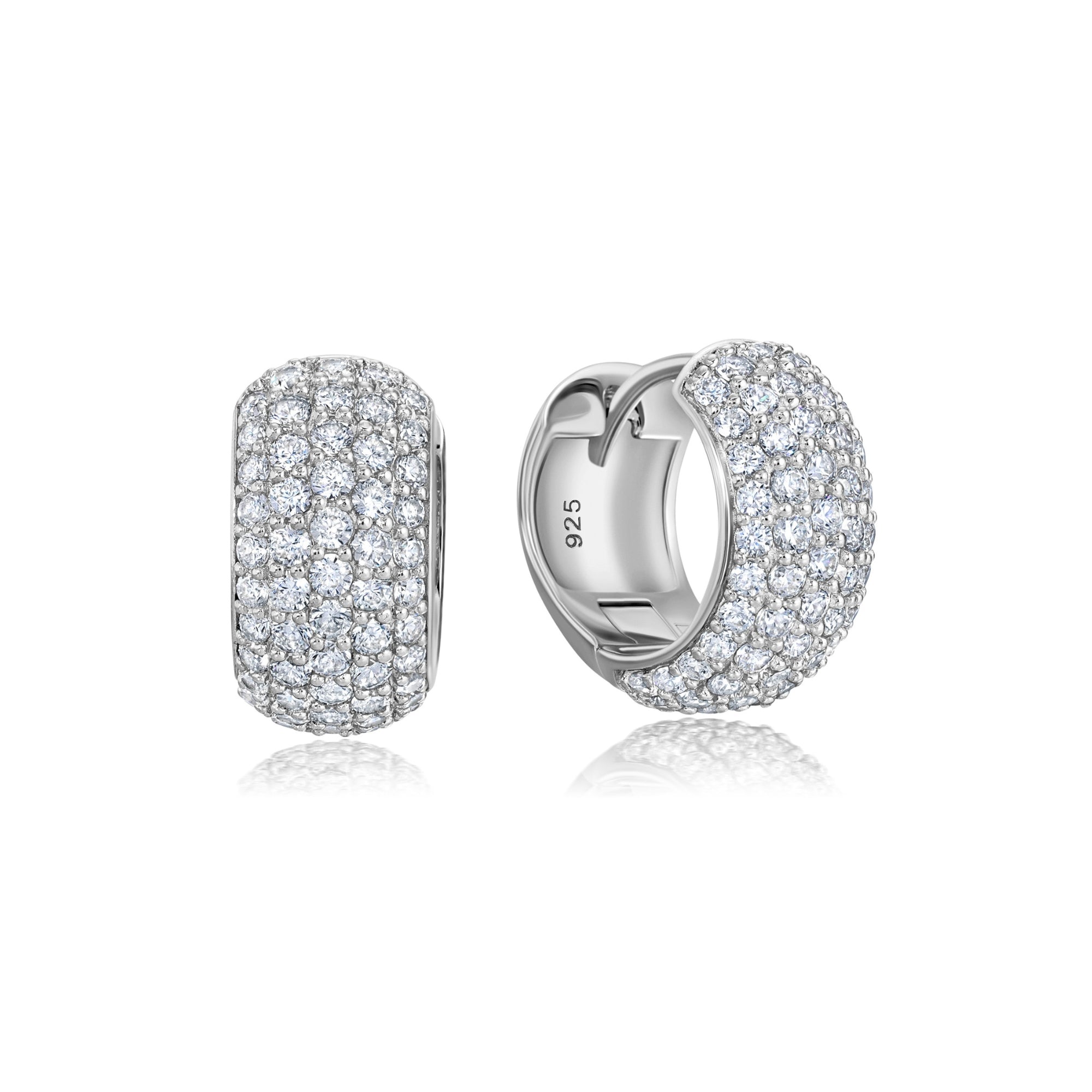 Pave Huggie Hoop Earrings Finished in Platinum - CRISLU