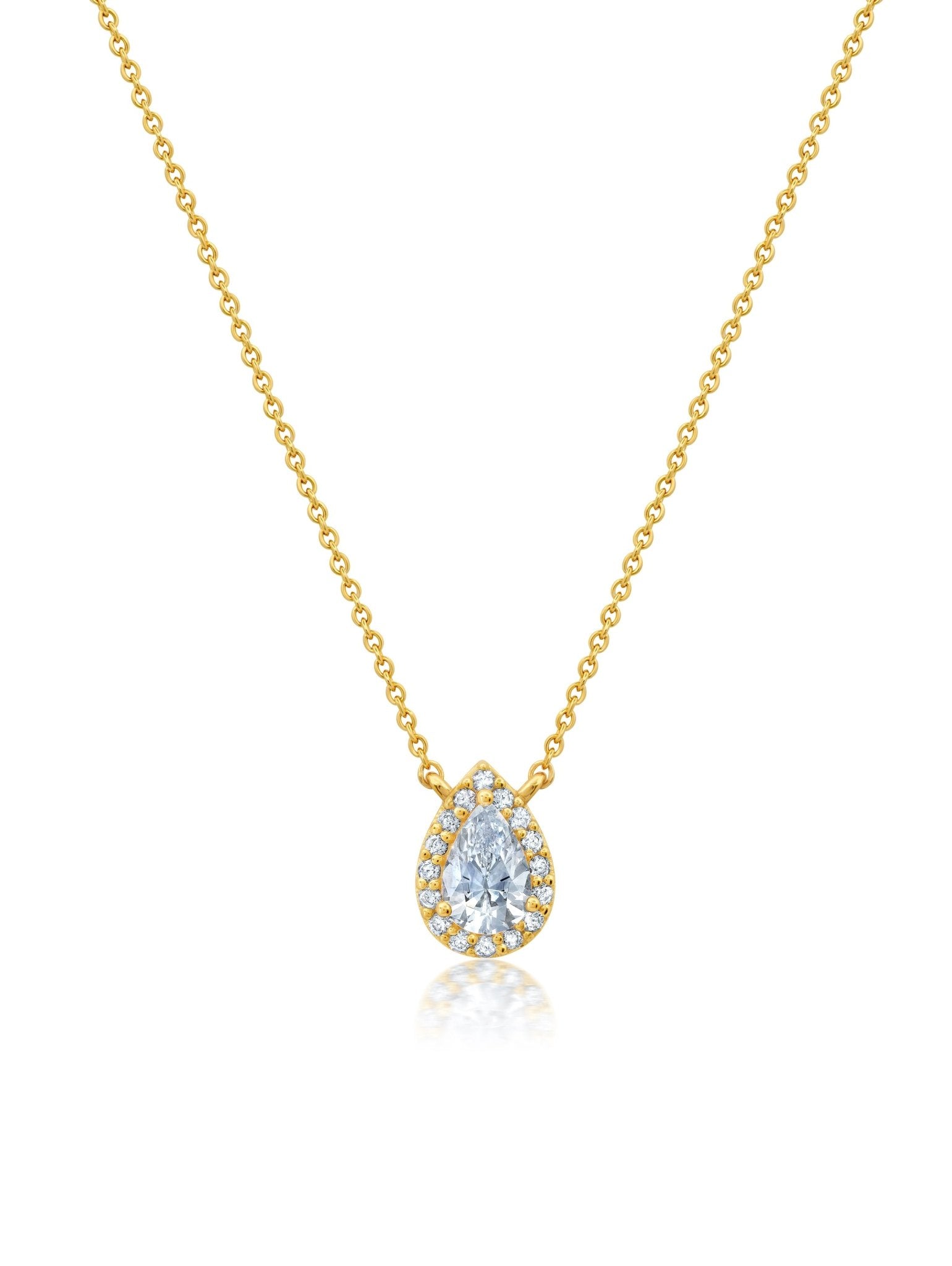 Pear and Pave Necklace in Gold - CRISLU