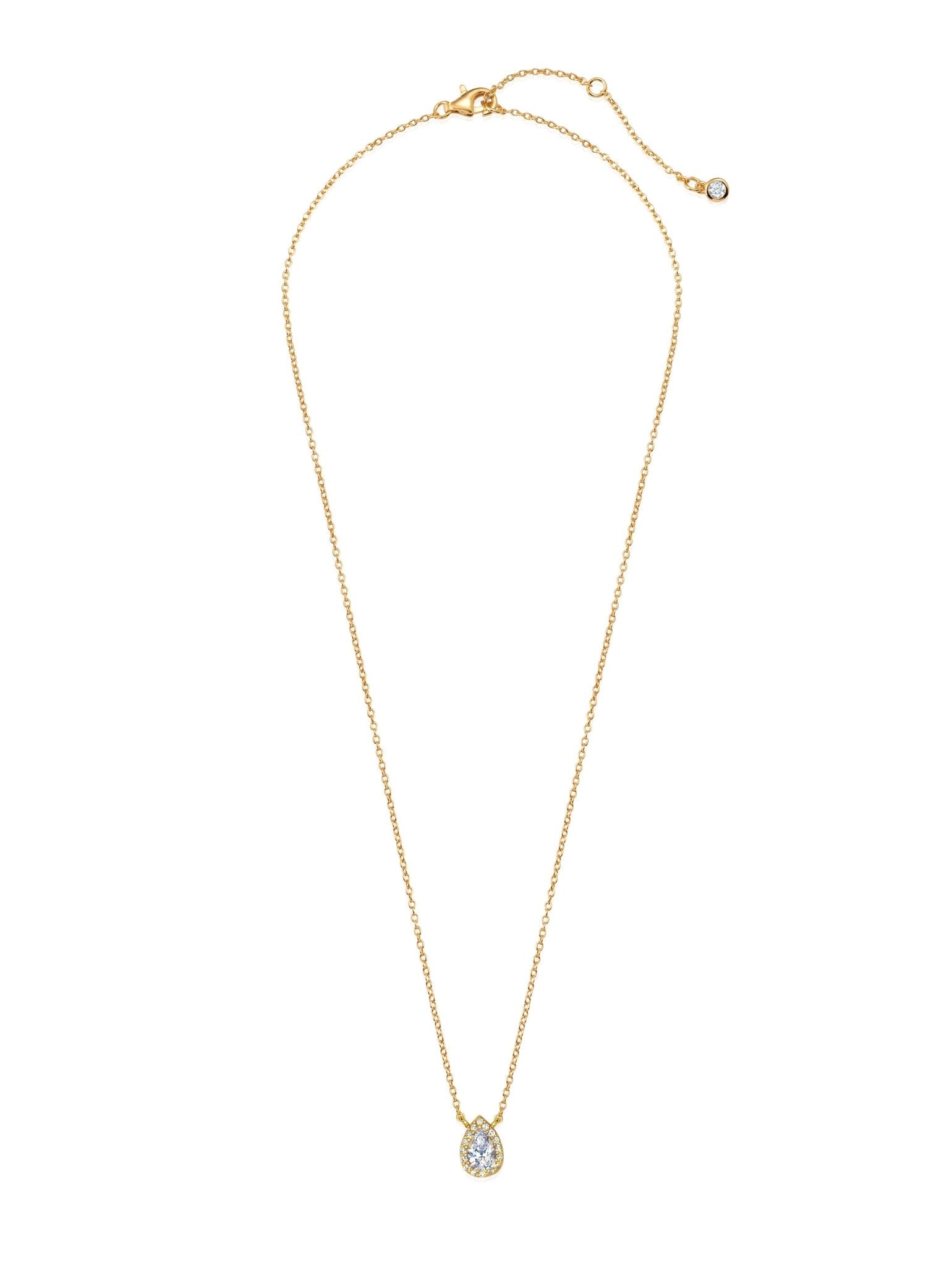 Pear and Pave Necklace in Gold - CRISLU
