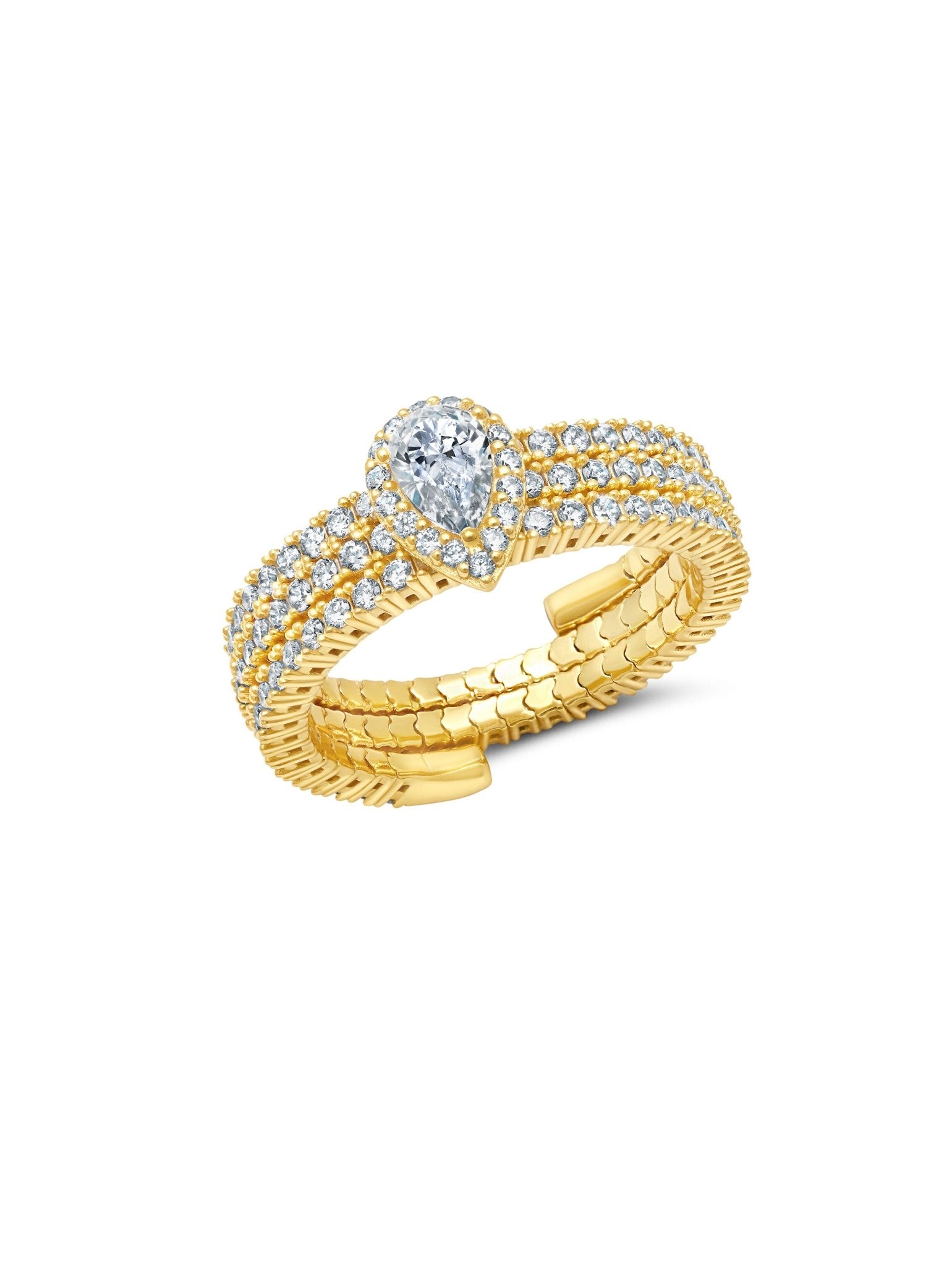 Pear Cut Adjustable Ring in Gold - CRISLU