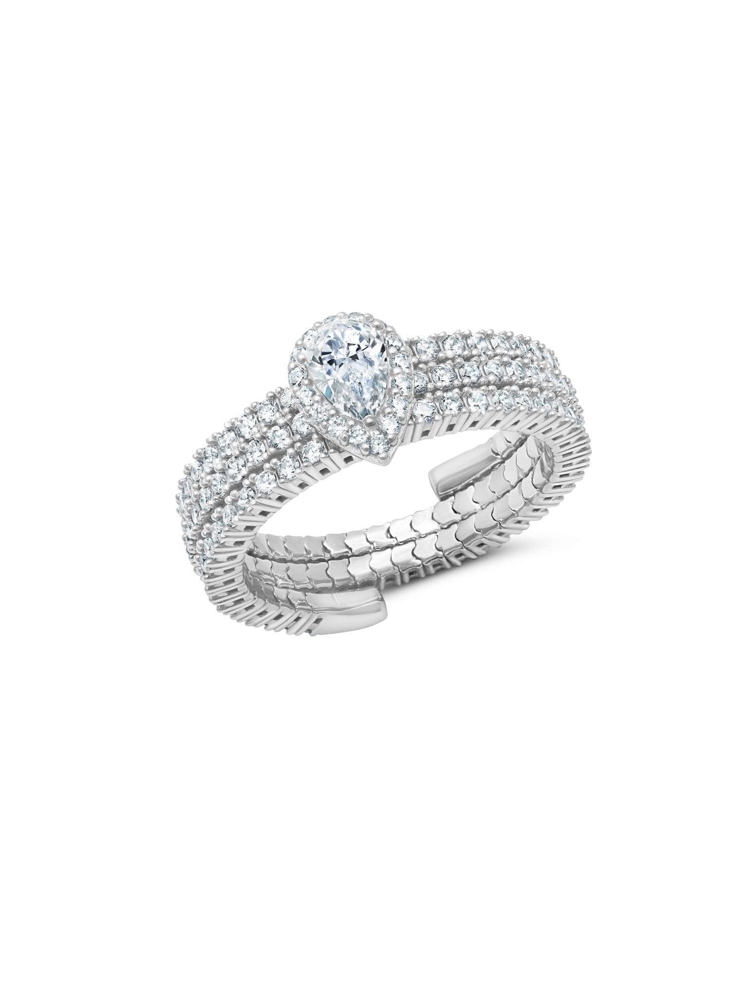 Pear Cut Adjustable Ring in Platinum - CRISLU