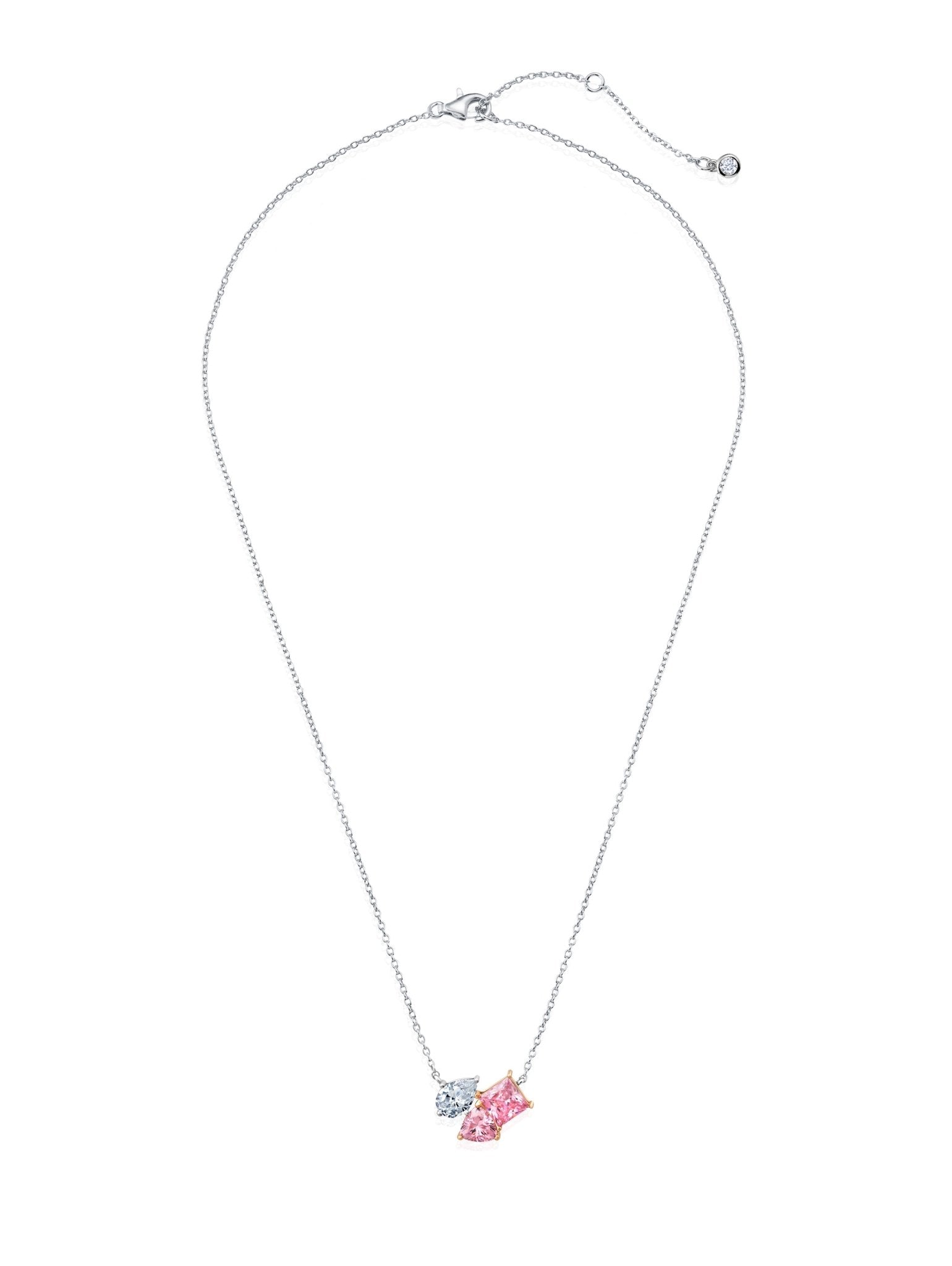 Pink And Clear Multi Stone Necklace - CRISLU