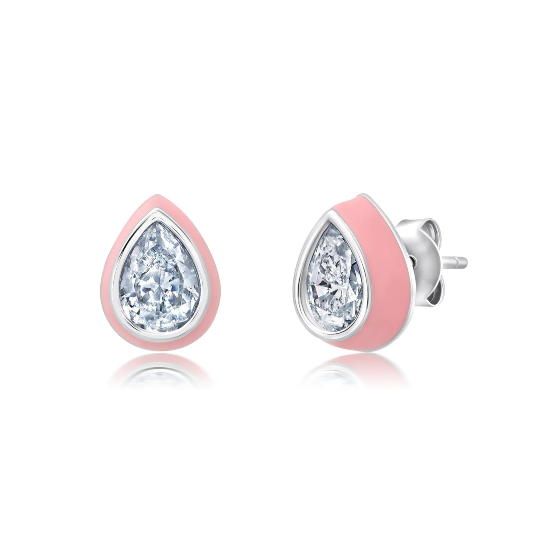 Pink & Platinum Pear Earrings Finished in Platinum - CRISLU