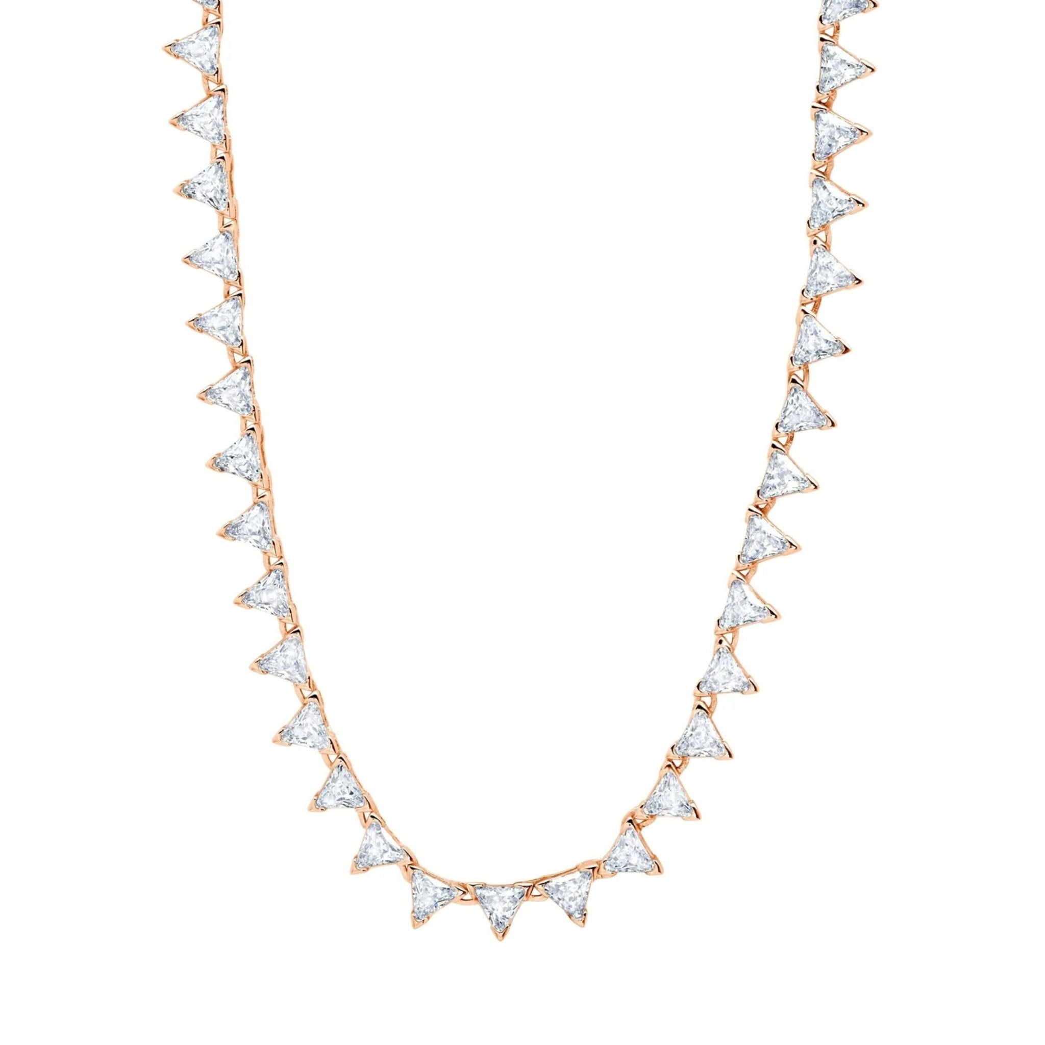 Posh Trillion Tennis Necklace Finished in 18kt Rose Gold - CRISLU