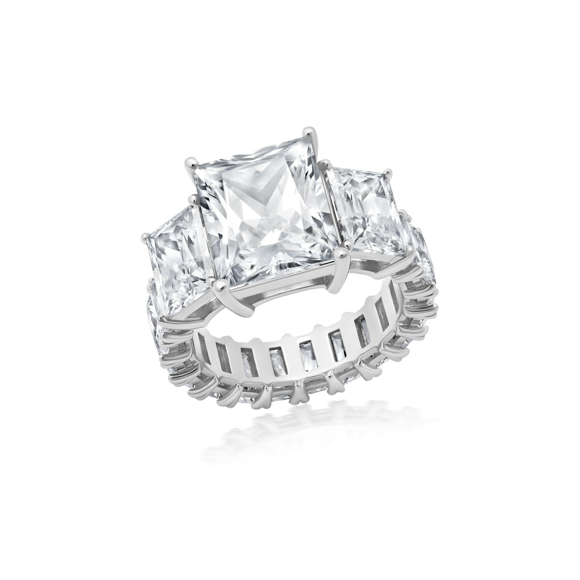 Princess Cut Cocktail Ring Finished in Platinum - CRISLU