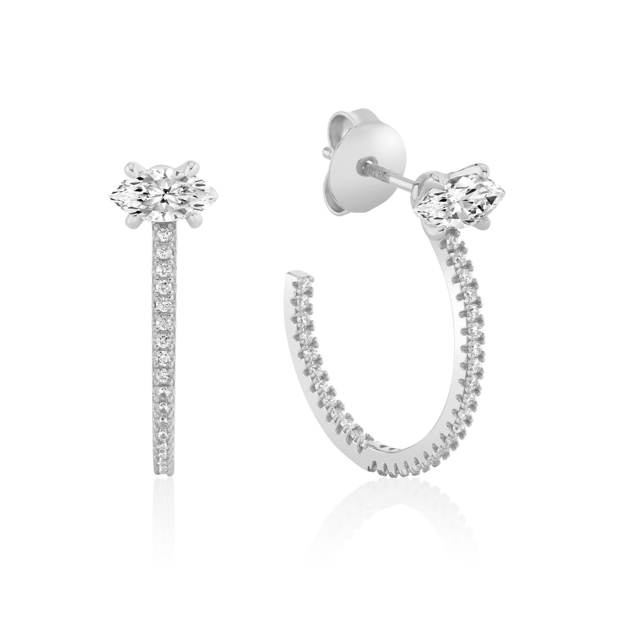 Promise Marquise Cut Half Huggie Earrings - CRISLU