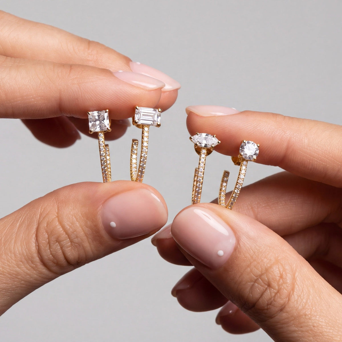 Promise Marquise Cut Half Huggie Earrings - CRISLU