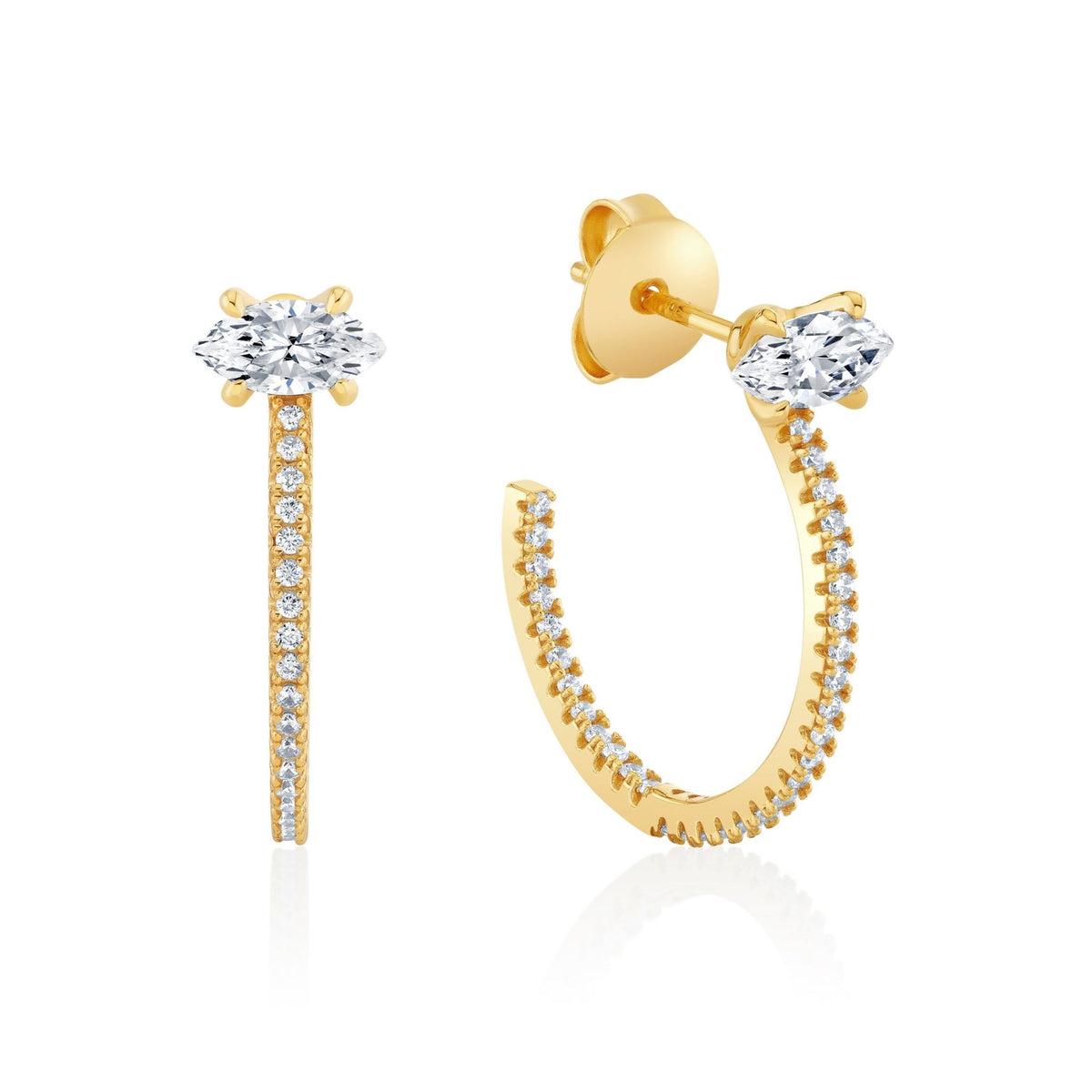 Promise Marquise Cut Half Huggie Earrings - CRISLU