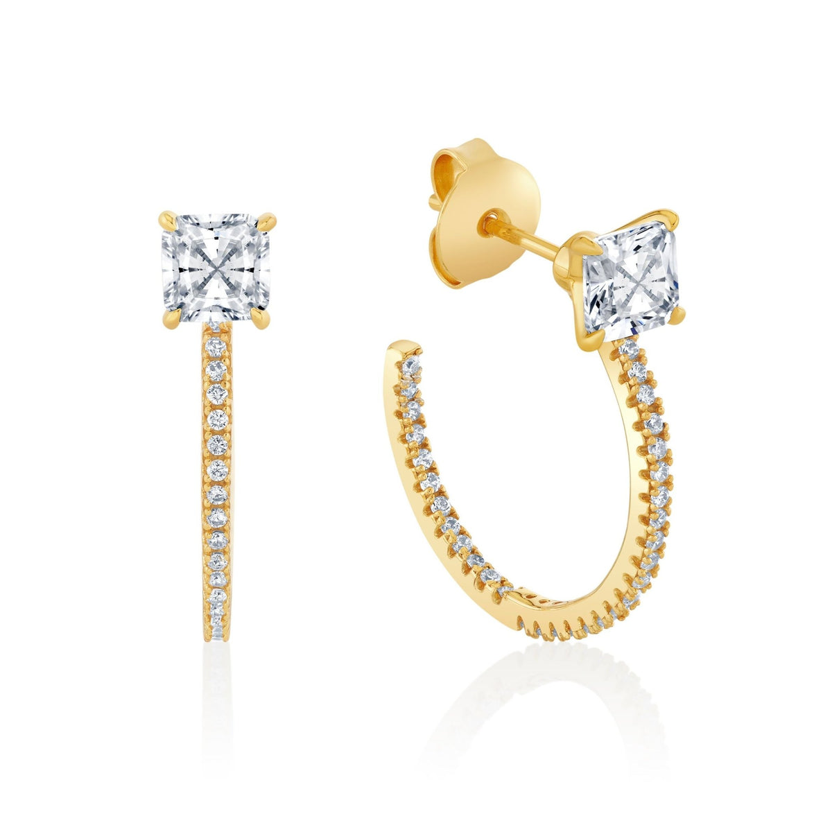 Promise Princess Cut Half Huggie Earrings - CRISLU