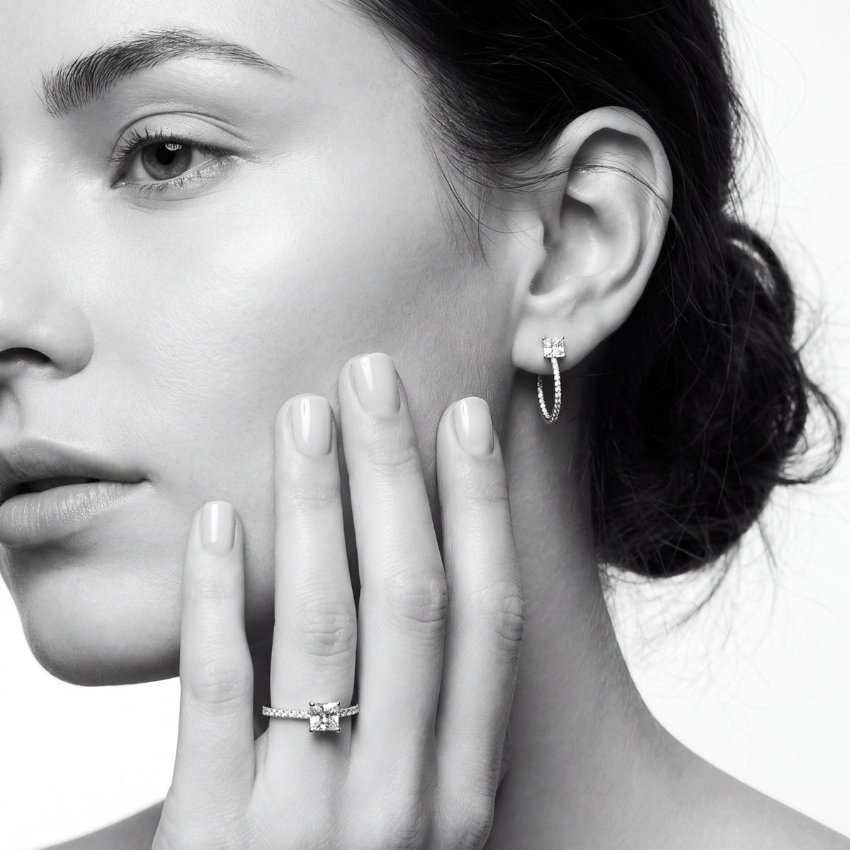 Promise Princess Cut Half Huggie Earrings - CRISLU