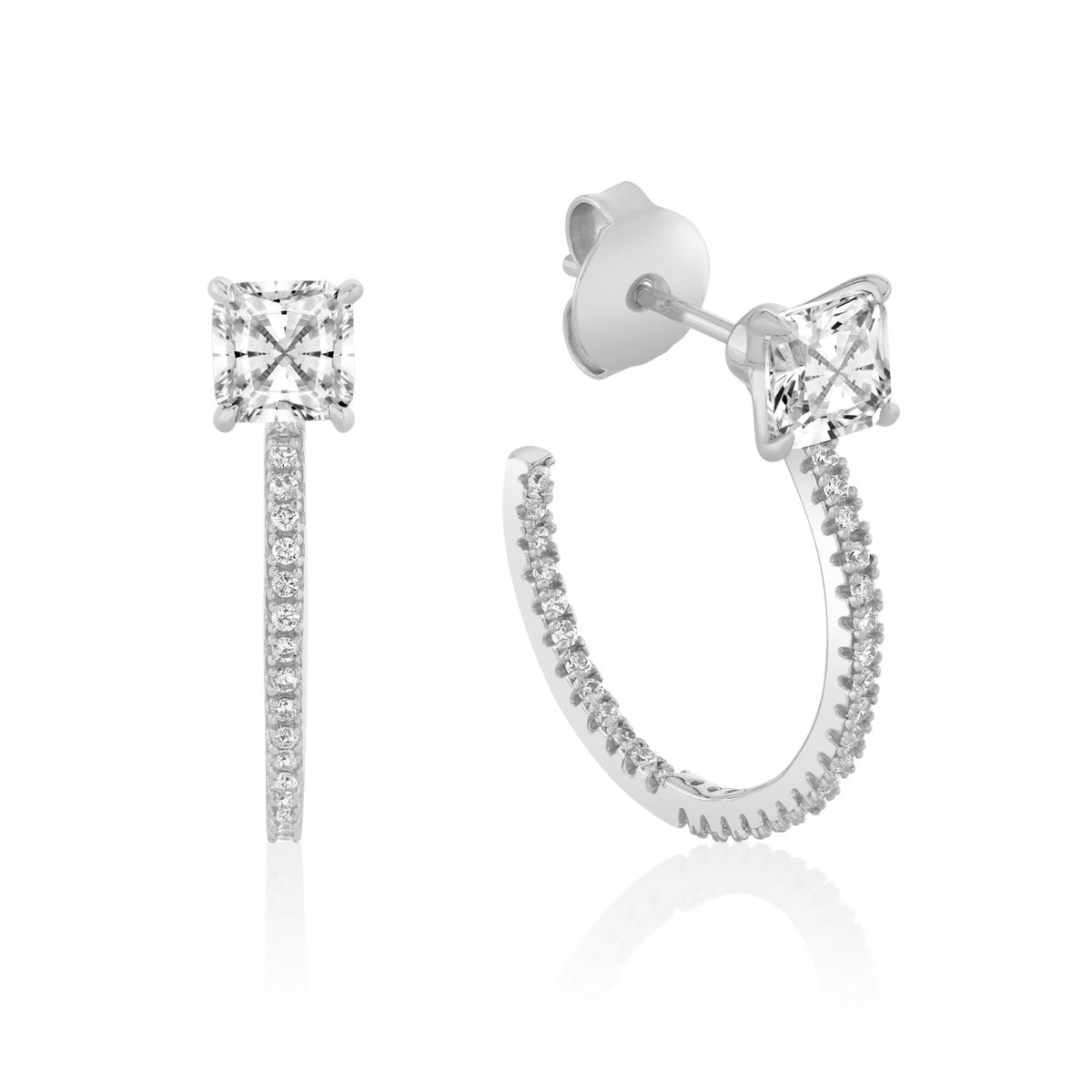 Promise Princess Cut Half Huggie Earrings - CRISLU