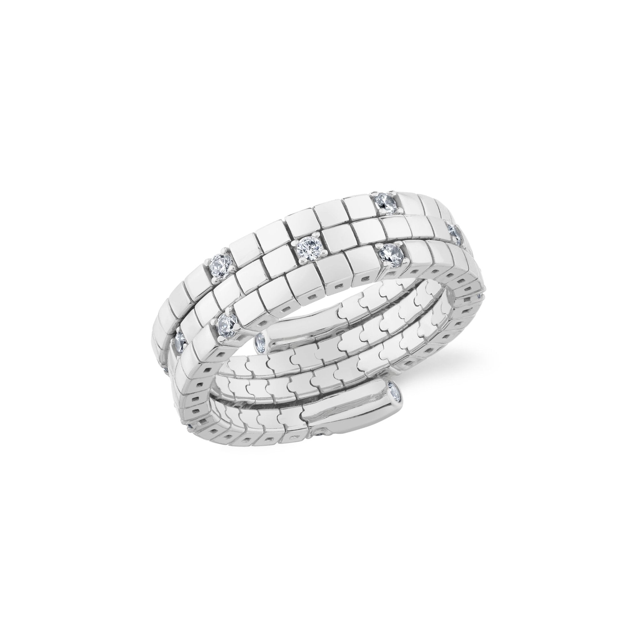 Pure Flex Three Row Ring Finished in Platinum - CRISLU