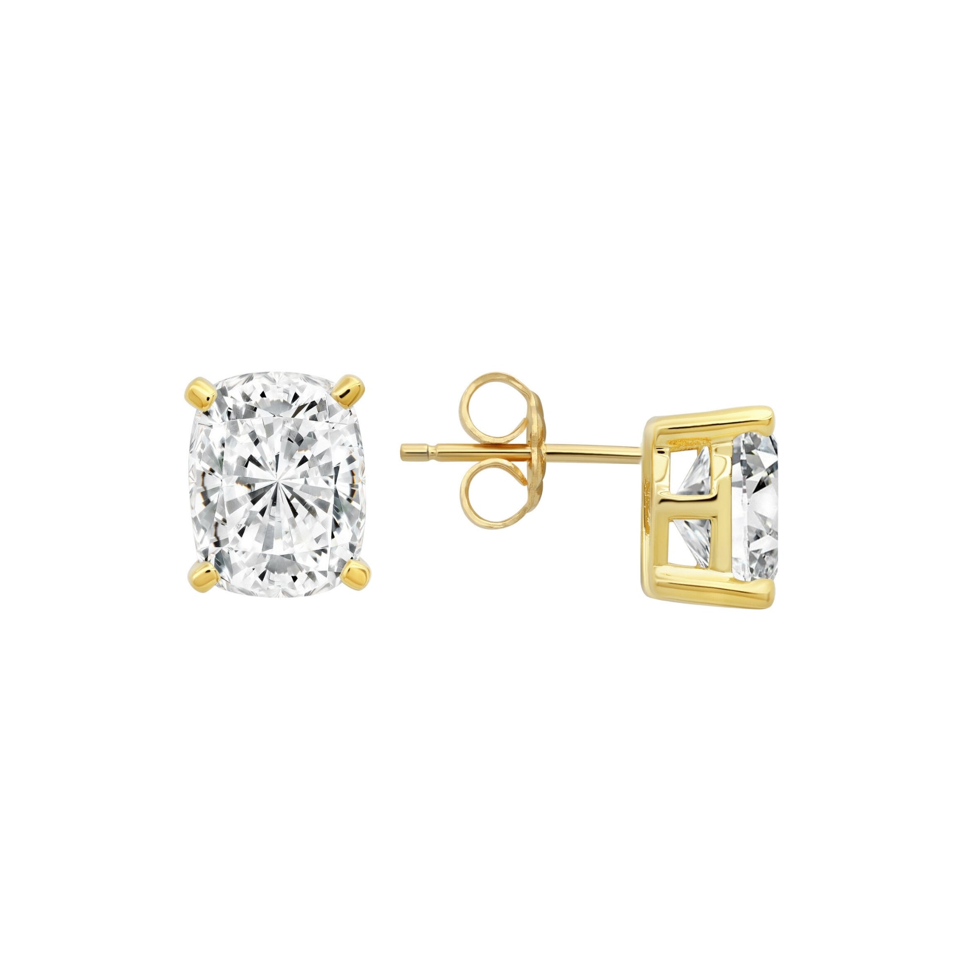 Radiant Cushion Cut Earrings Finished in Gold - CRISLU