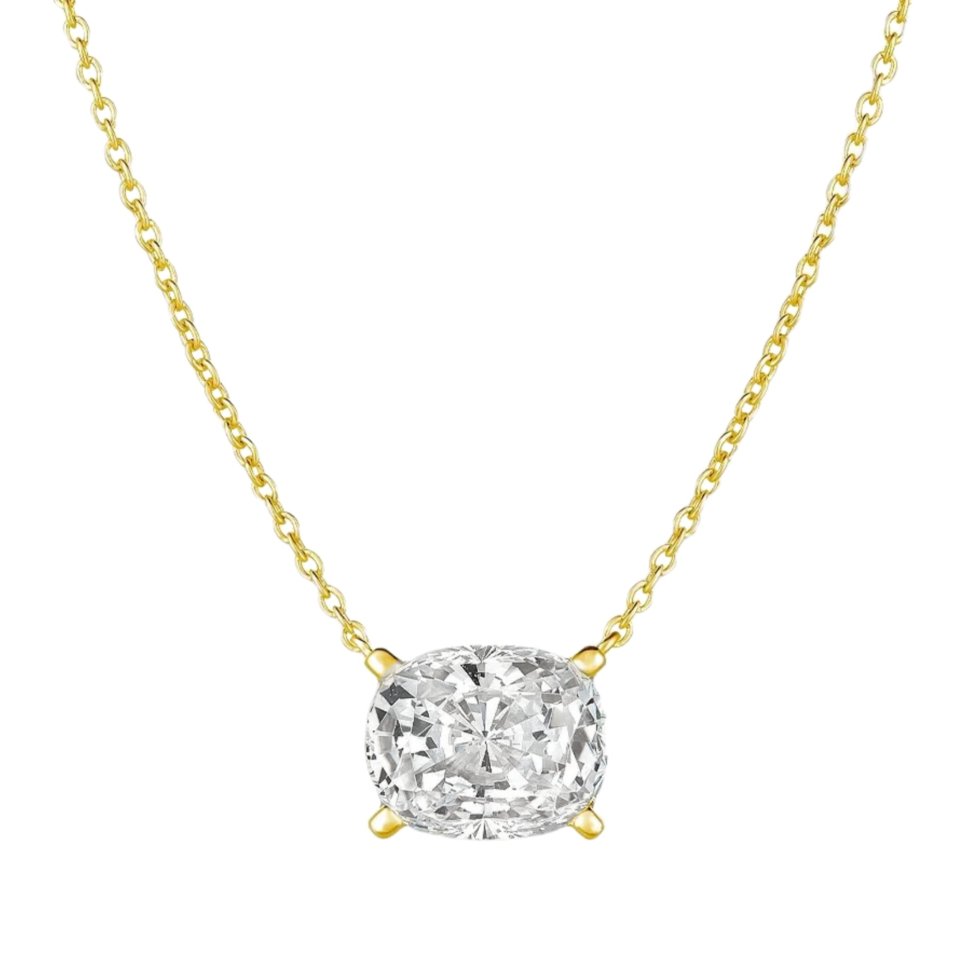 Radiant Cushion Cut Necklace Finished in Gold - CRISLU