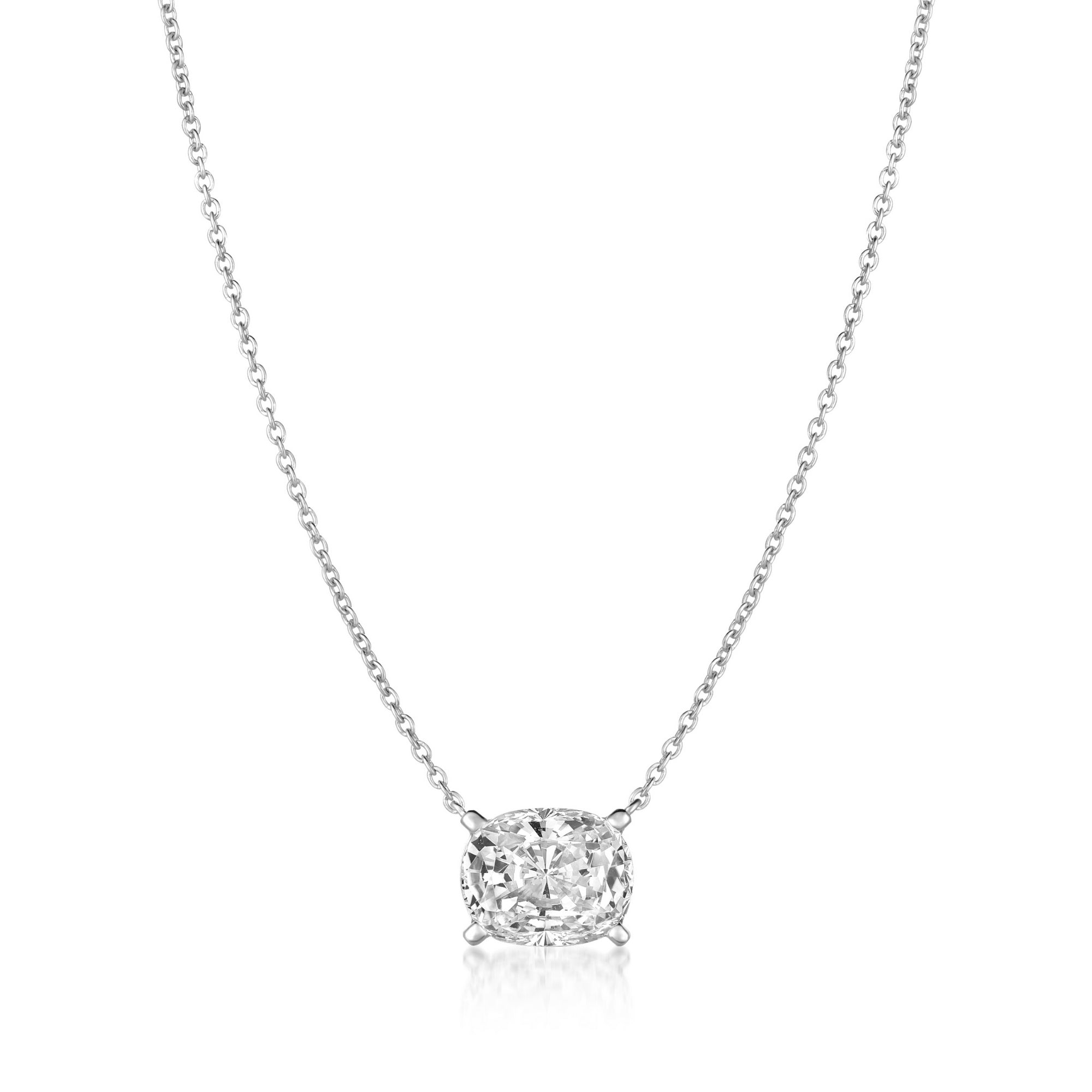Radiant Cushion Cut Necklace Finished in Platinum - CRISLU