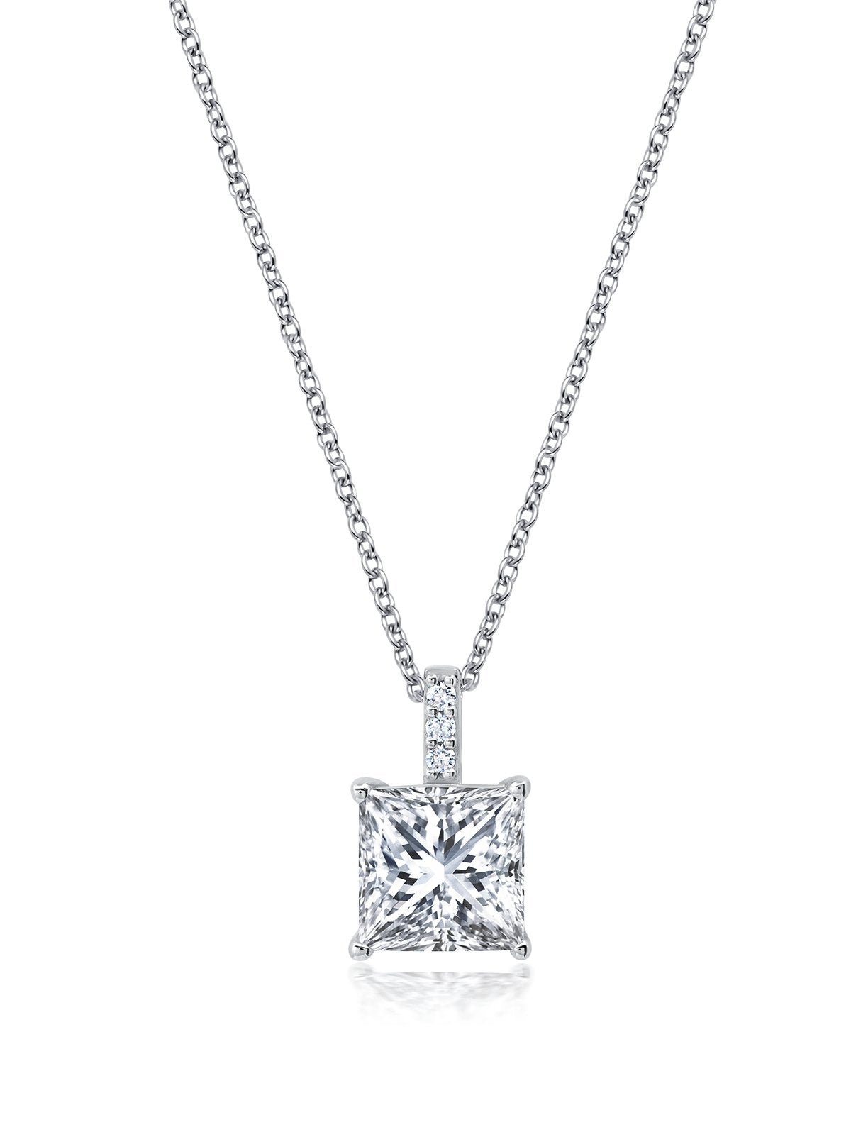 Radiant Cut Solitaire Bezel Set Pendant Small Finished in 18kt Yellow Gold - CRISLU