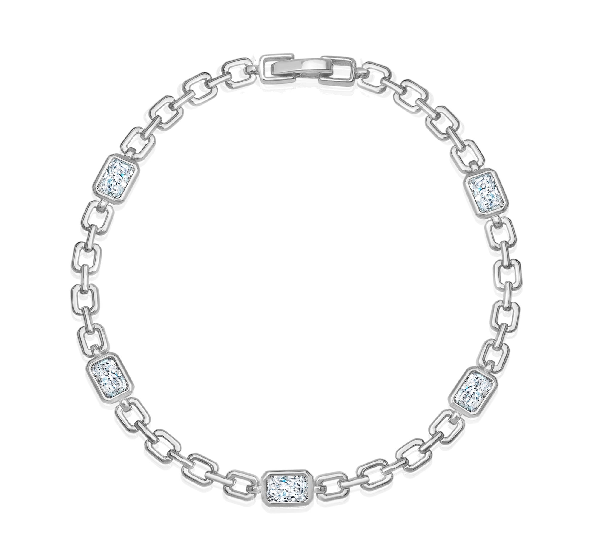 Radiant Link Bracelet in Platinum - CRISLU