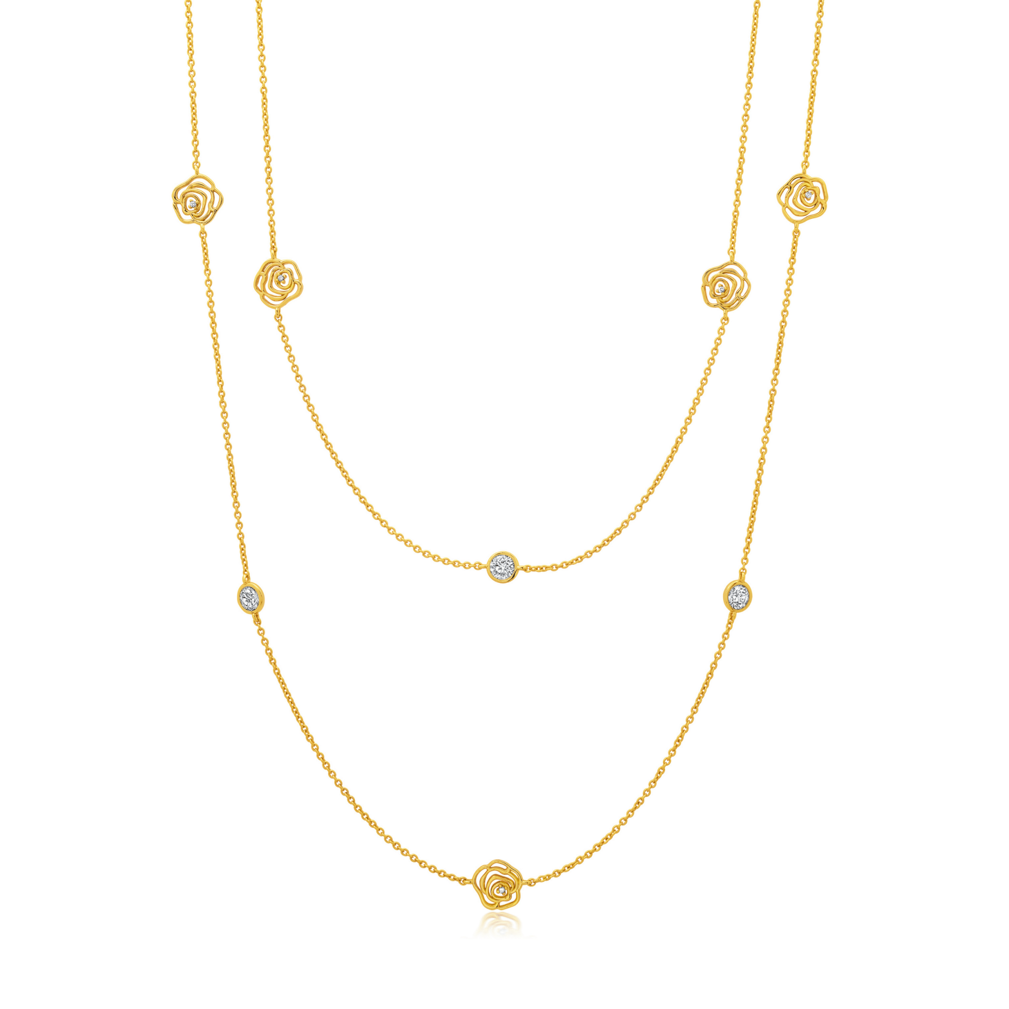 Rosy 36" Station Necklace in Gold - CRISLU
