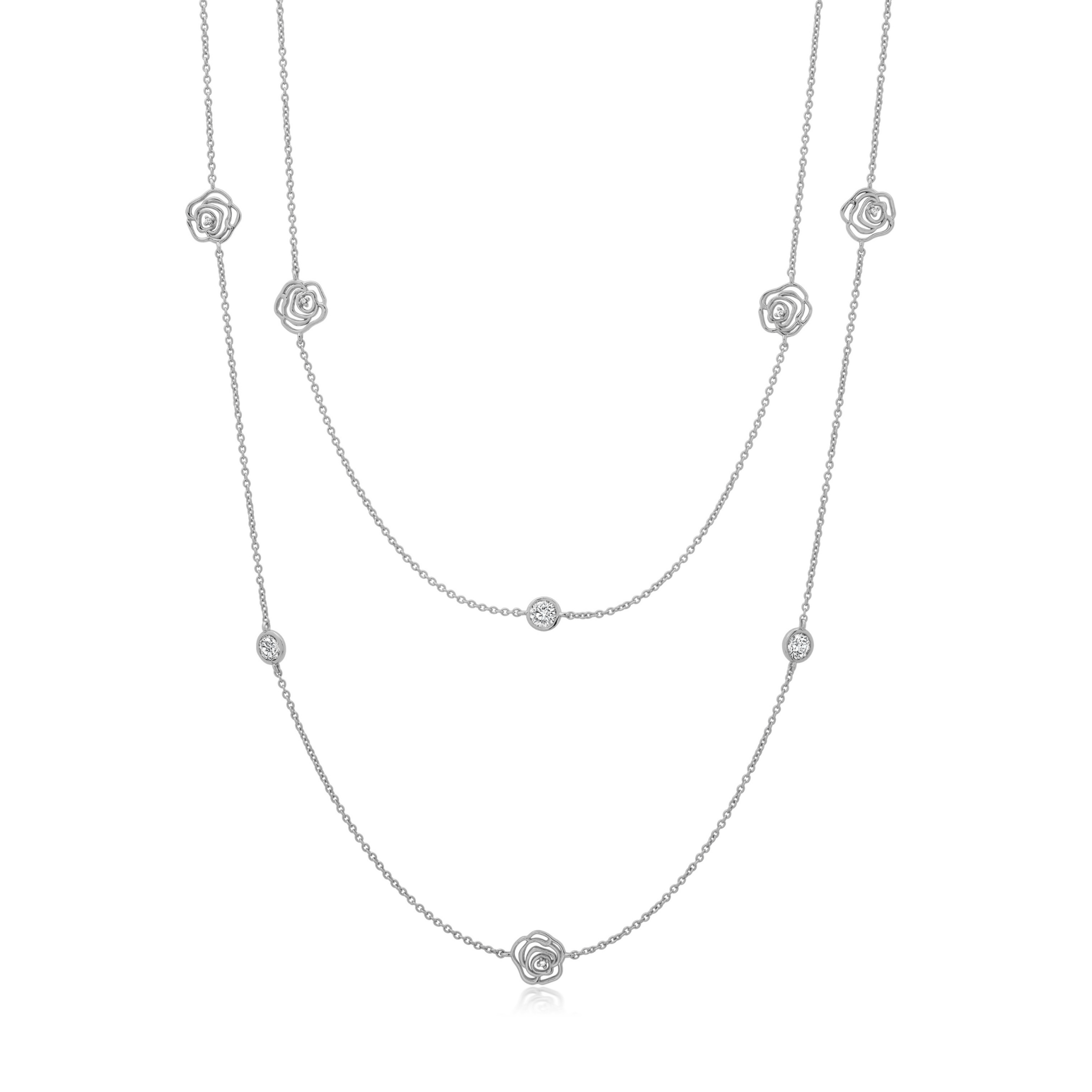 Rosy 36" Station Necklace in Platinum - CRISLU