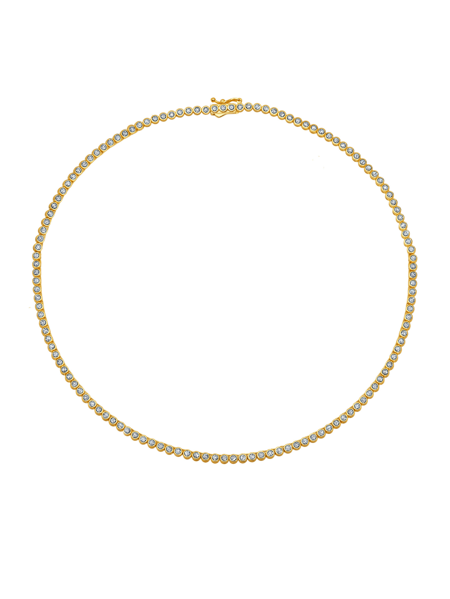 Round Bezel Necklace in Gold - CRISLU